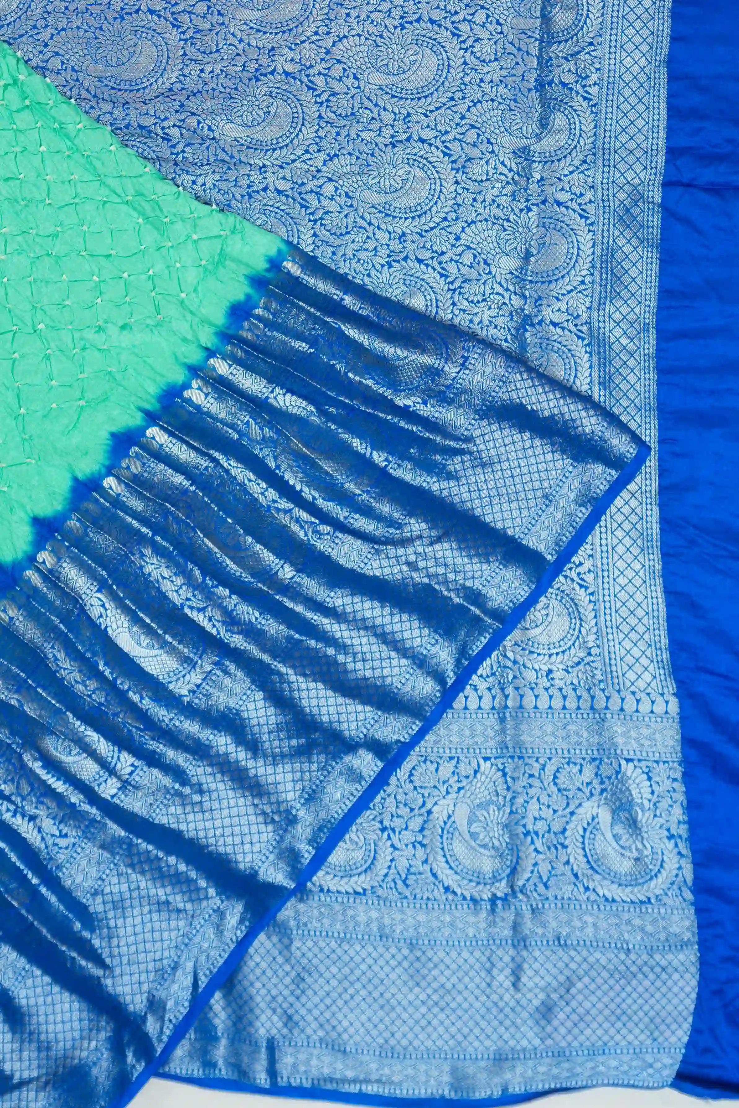 Gaji Silk Bandhani Sky Blue Saree