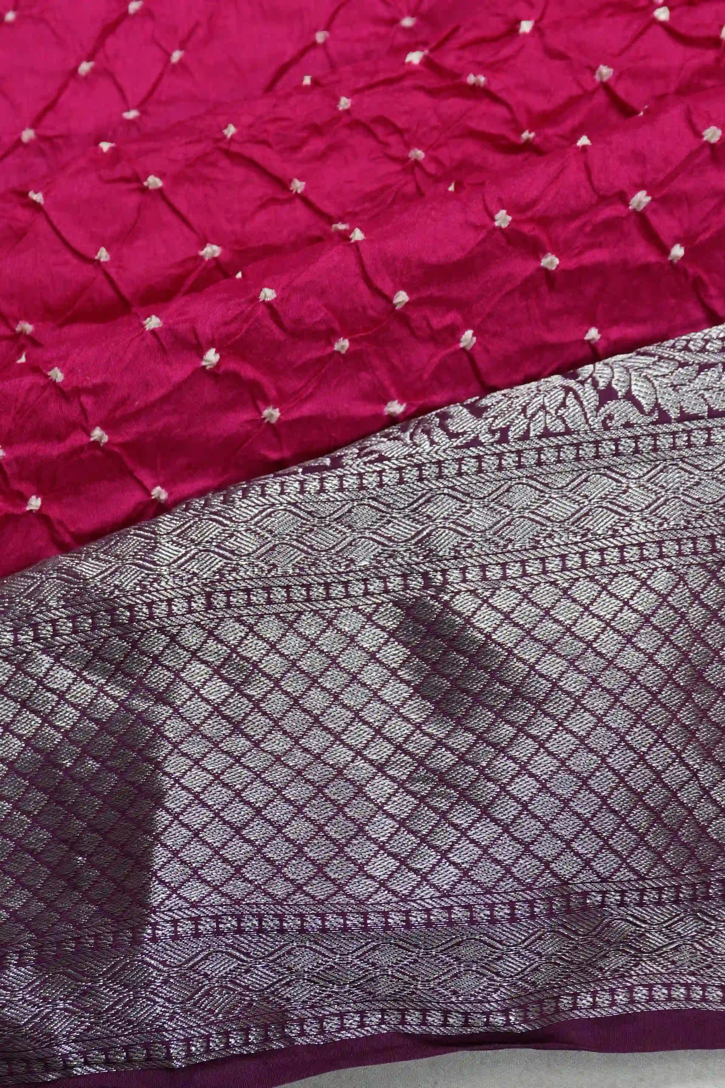 Gaji Silk Bandhani Pink Saree