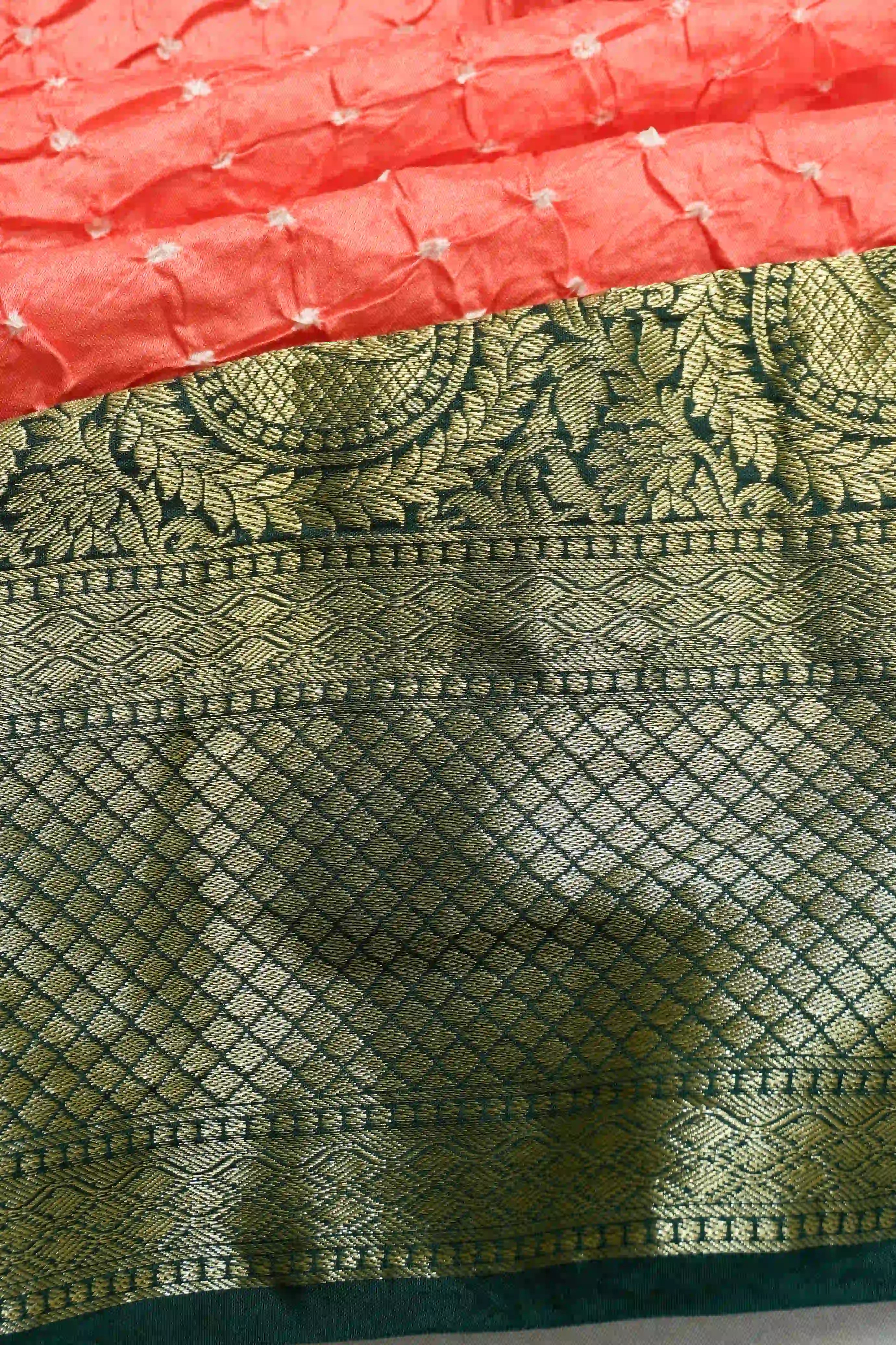 Gaji Silk Bandhani Baby Pink Saree