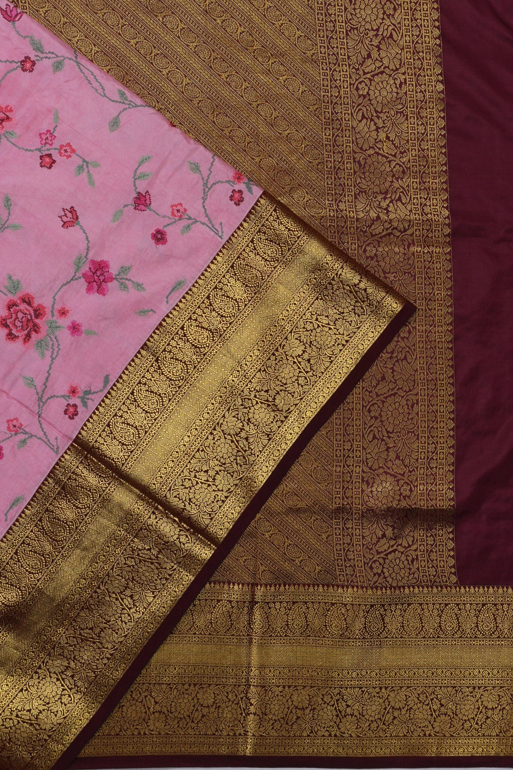 Taranga Kanchi Silk Embroidery Jaal Pink Saree