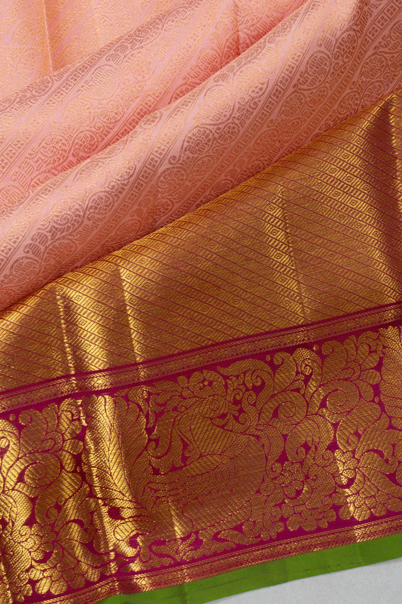 Kanchipuram Silk Brocade Baby Pink Saree
