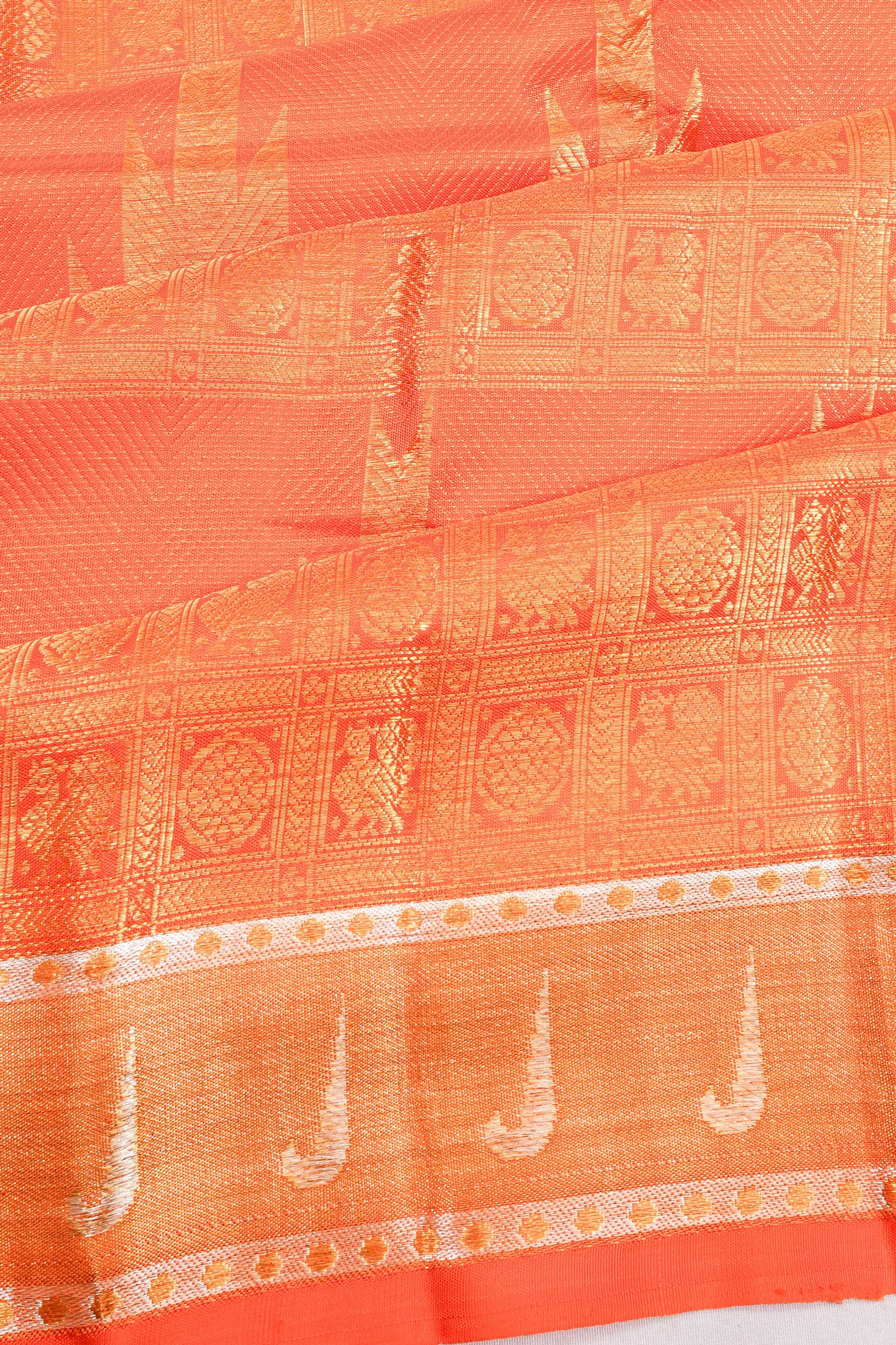 Kanchipuram Silk Tissue Brocade Orange Satee