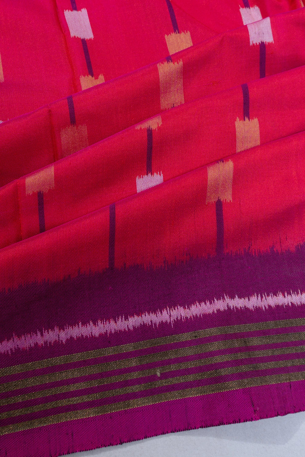 Rajkot Patola Silk Ikat Teal Red Saree