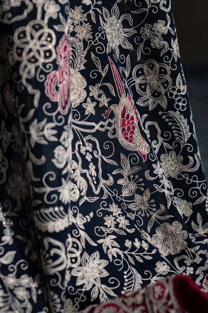Exclusive Masterpiece Ek Taar Georgette All Over Embroidery Dark Blue Saree