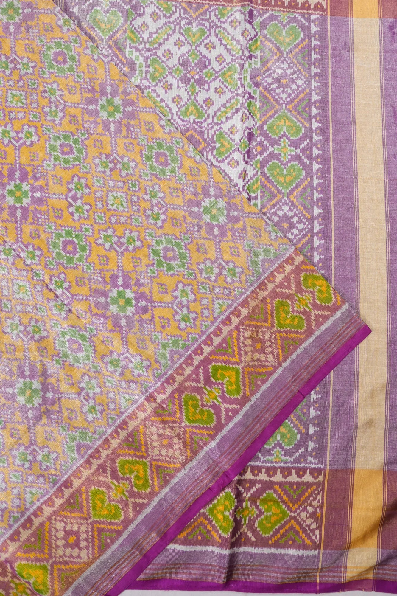 Rajkot Patola Silk Ikat Yellow Saree