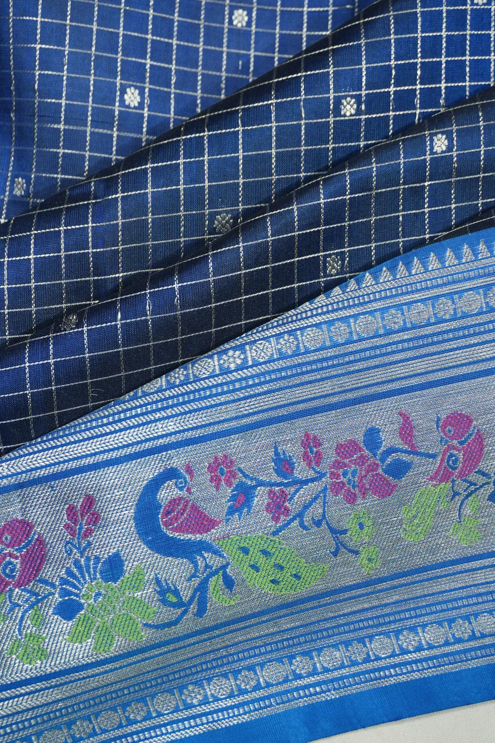 Venkatagiri Silk Checks And Butta Blue Saree