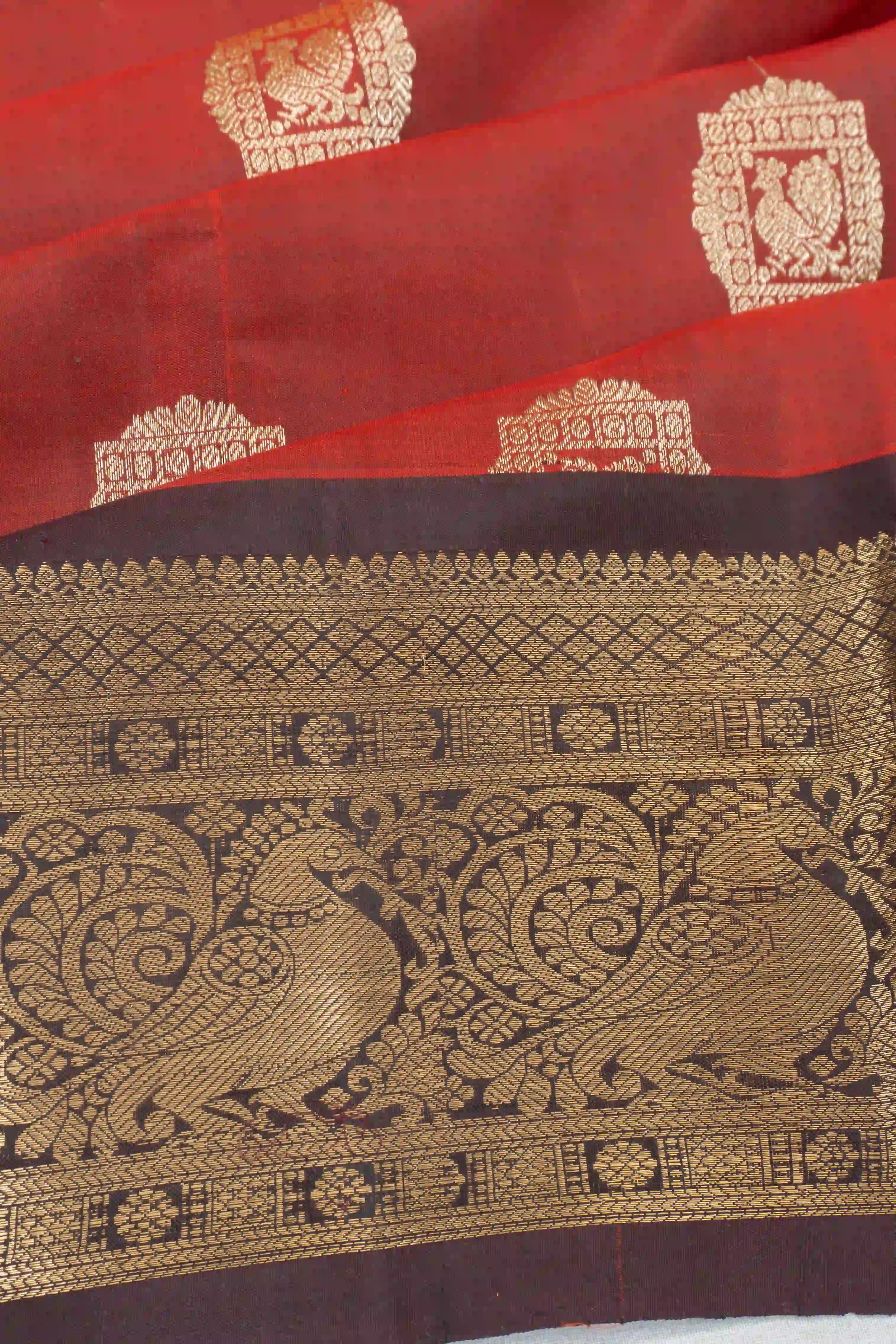Taranga Kanchi Silk Butta Red Saree