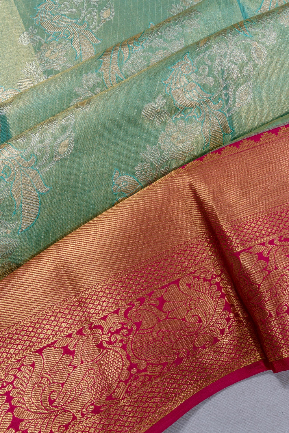 Taranga Kanchi Silk Tissue Brocade Blue Saree