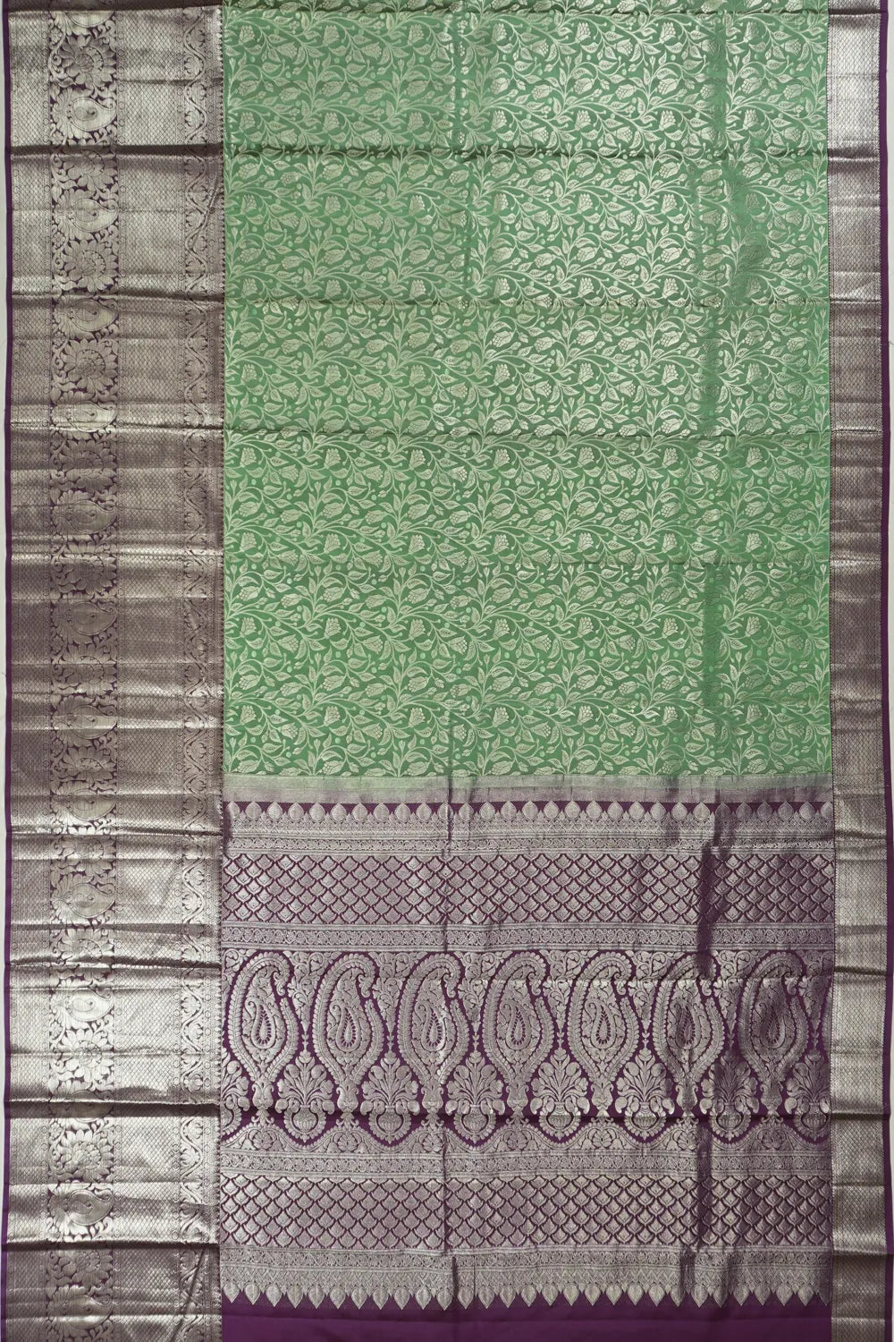 Taranga Kanchi Silk Jaal Green Saree