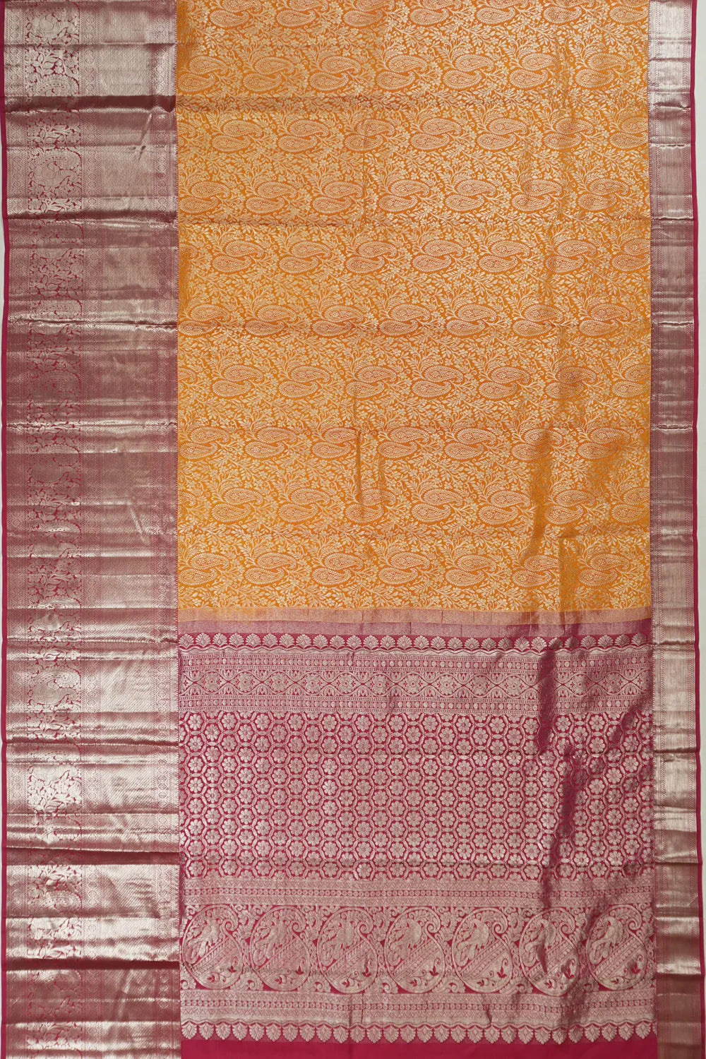 Taranga Kanchi Silk Jaal Yellow Saree