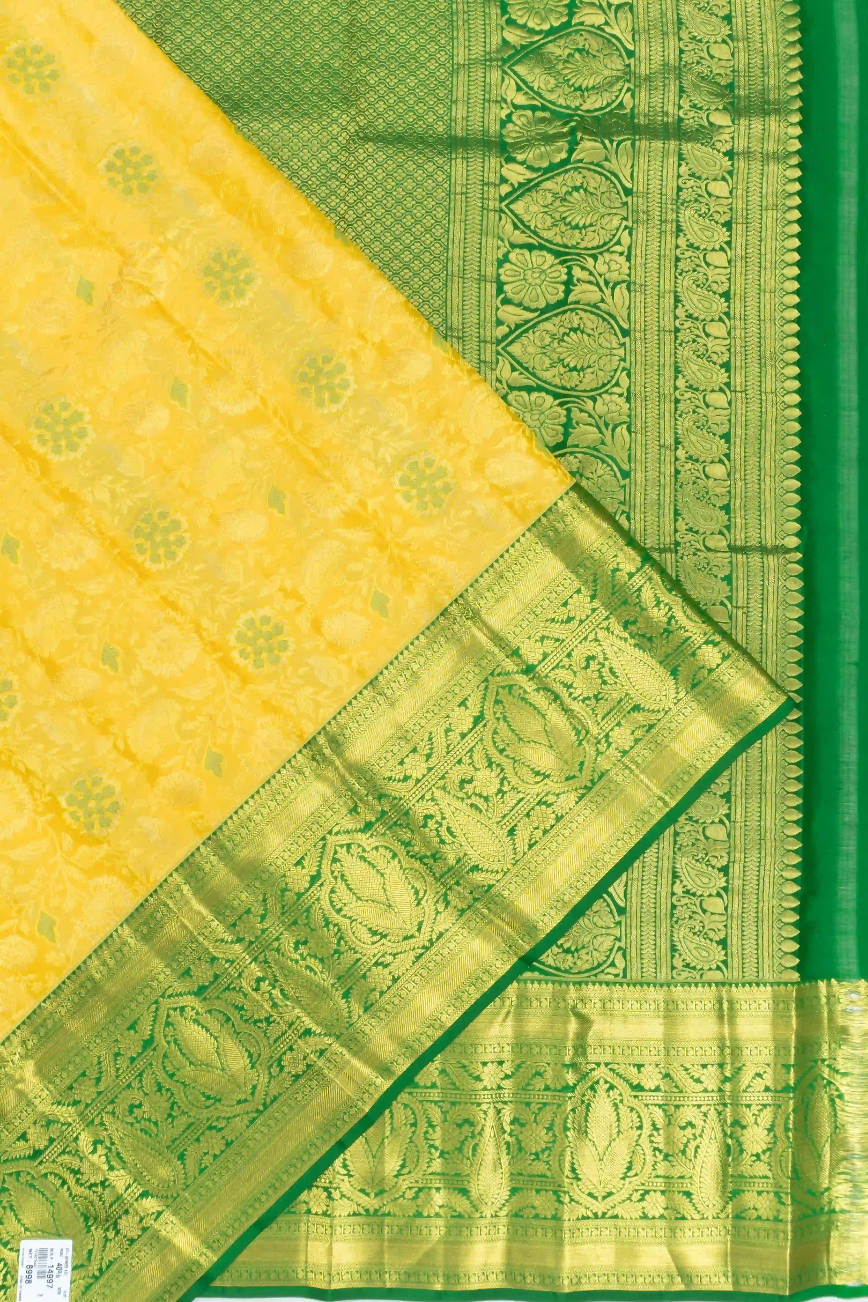 Taranga Kanchi Silk Jaal Yellow Saree