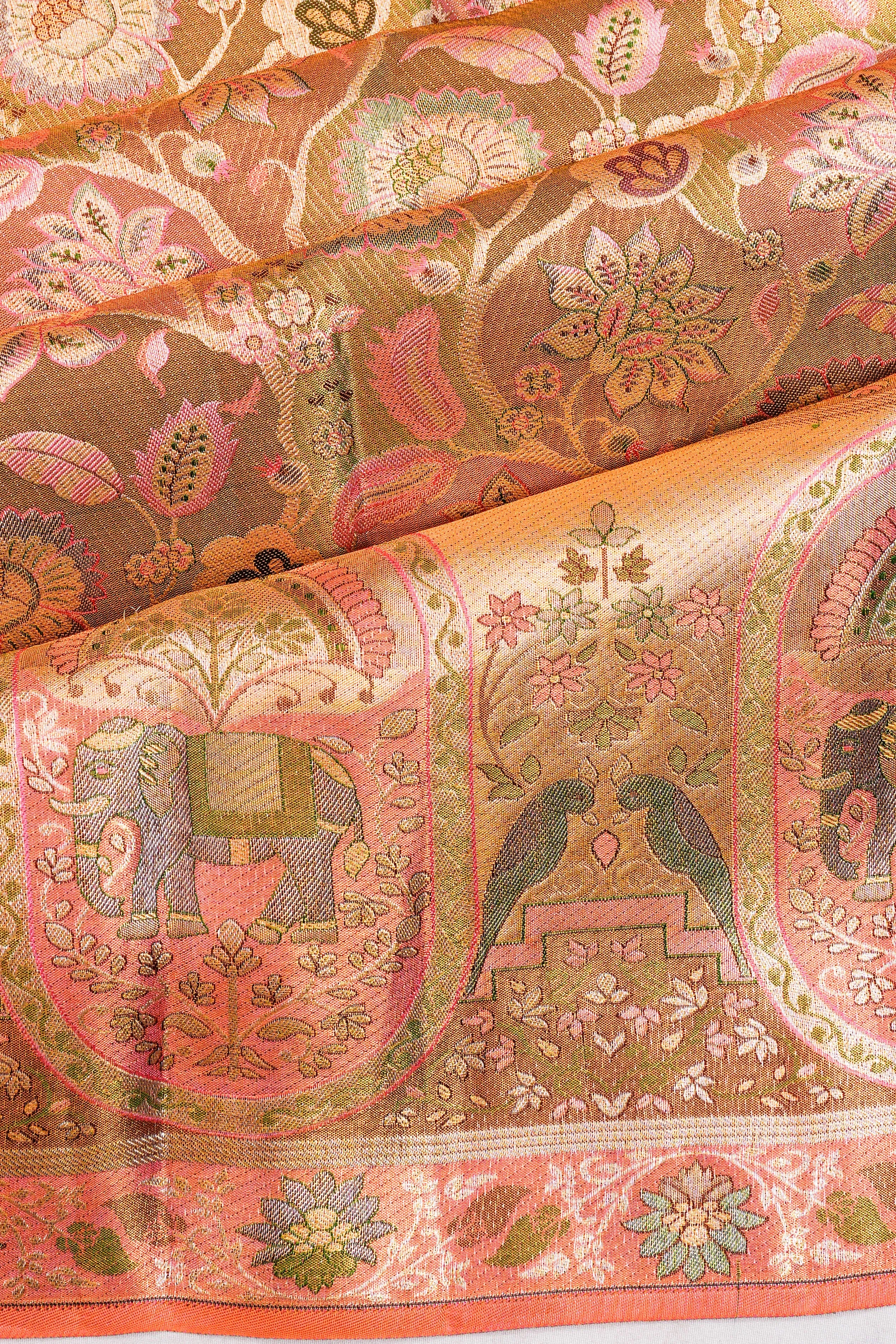 Taranga Kanchi Silk Tissue Brocade Pink Saree