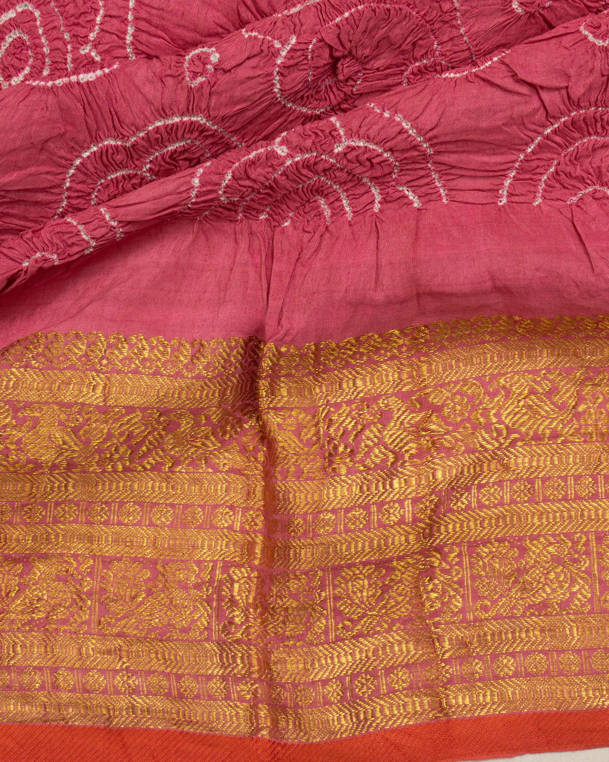 Kanchipuram Silk Bandhani Pink Saree