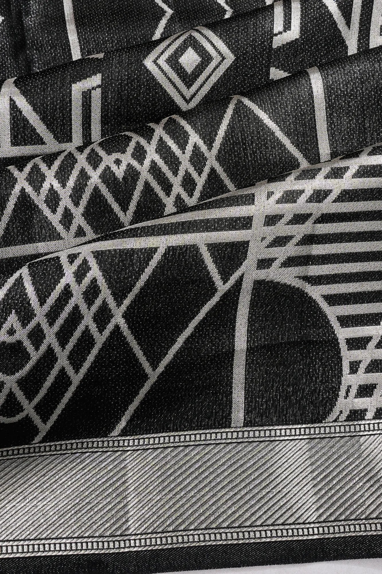 Taranga Kanchi Silk Geometrical Brocade Black Saree