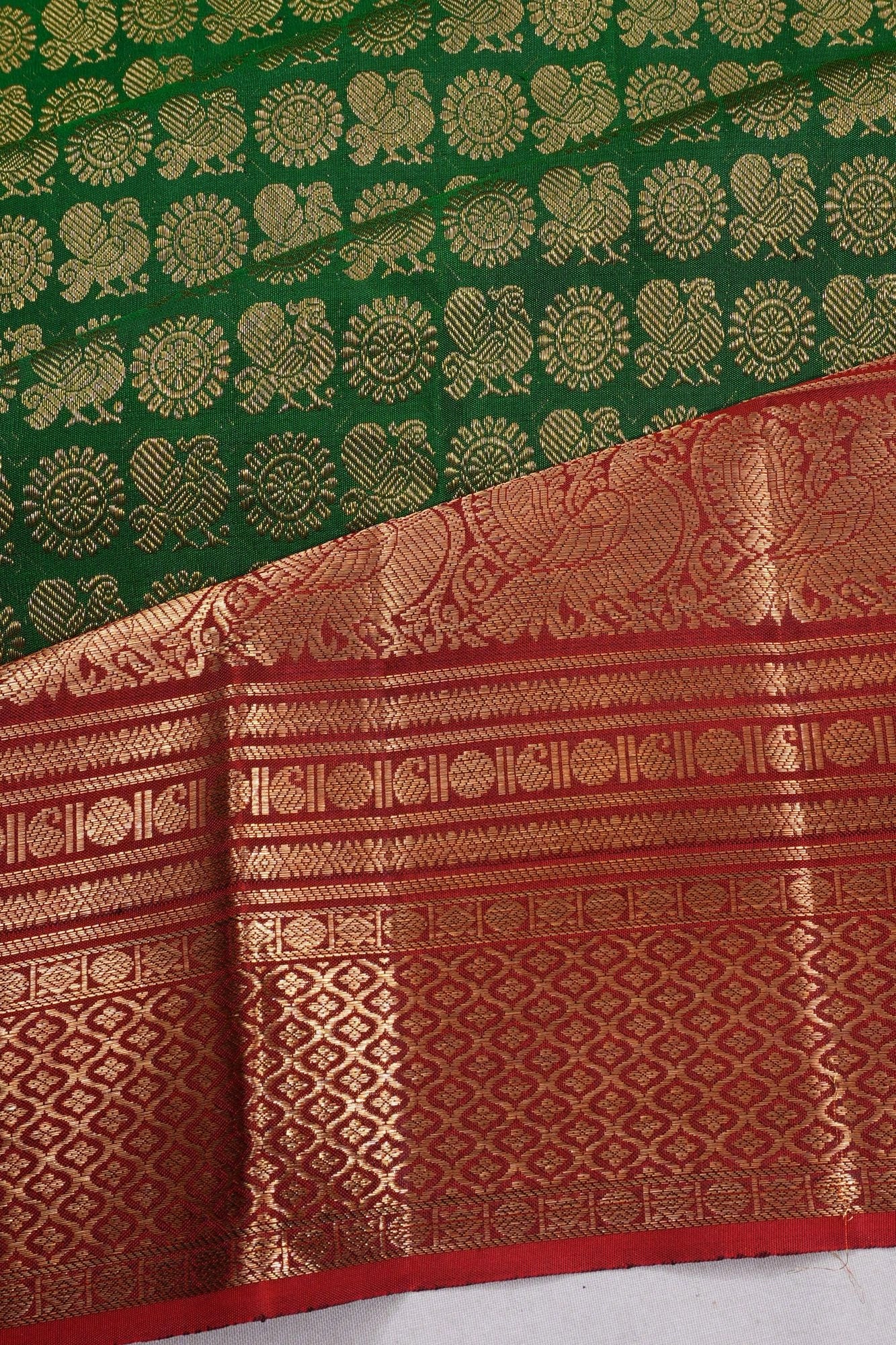 Taranga Kanchi Silk Brocade Green Saree