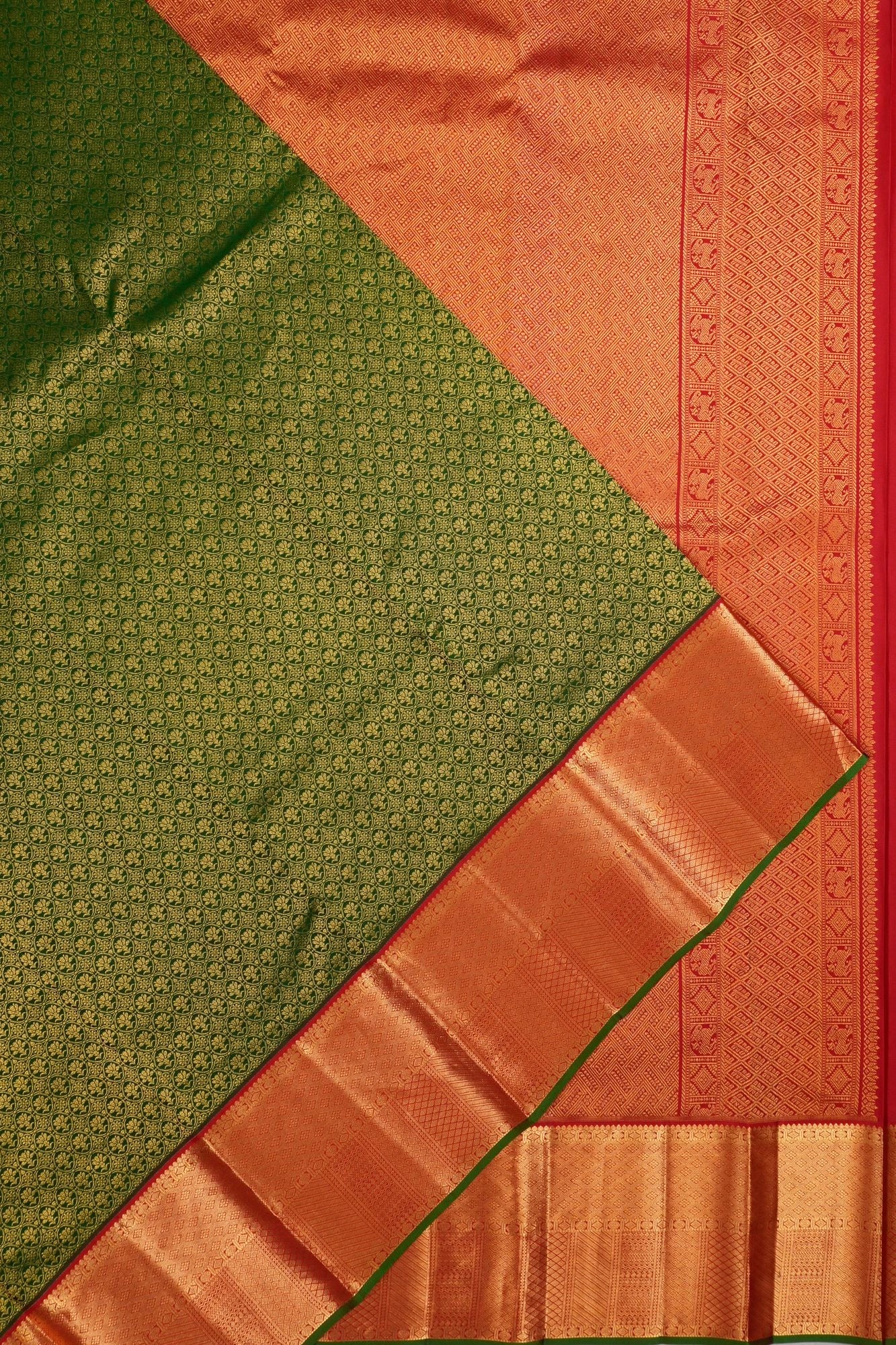 Taranga Kanchi Silk Brocade Green Saree