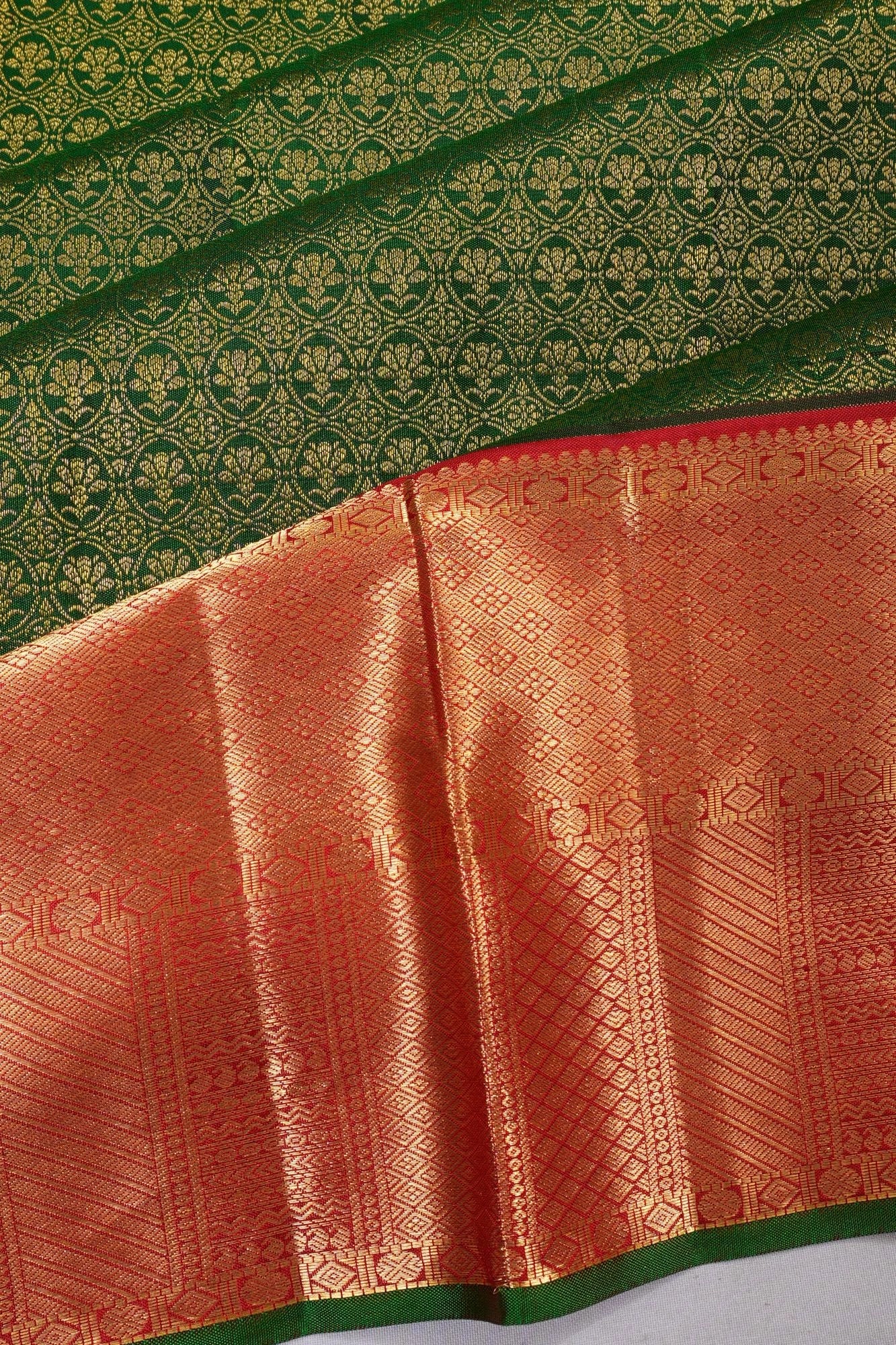 Taranga Kanchi Silk Brocade Green Saree