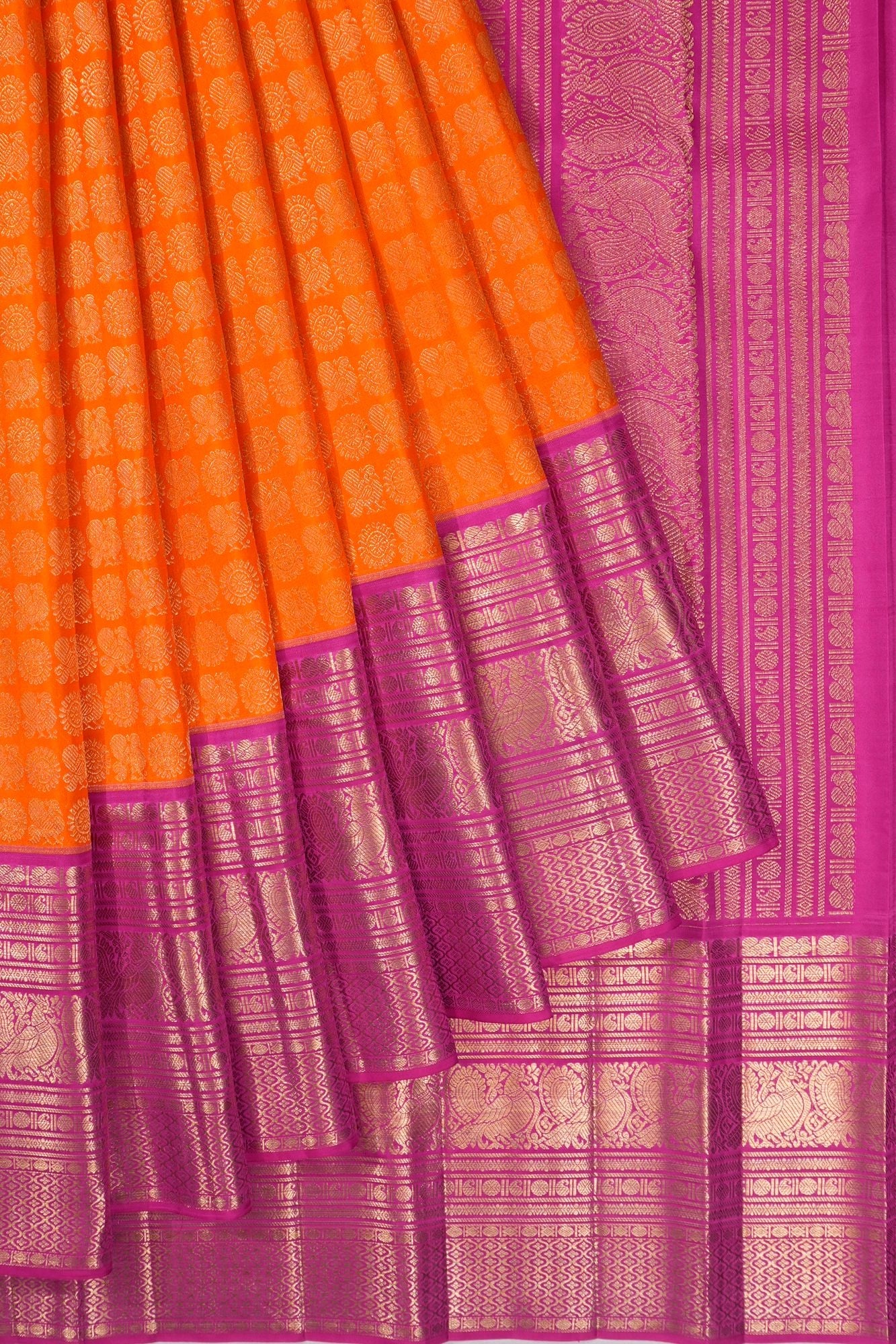 Taranga Kanchi Silk Brocade Orange Saree