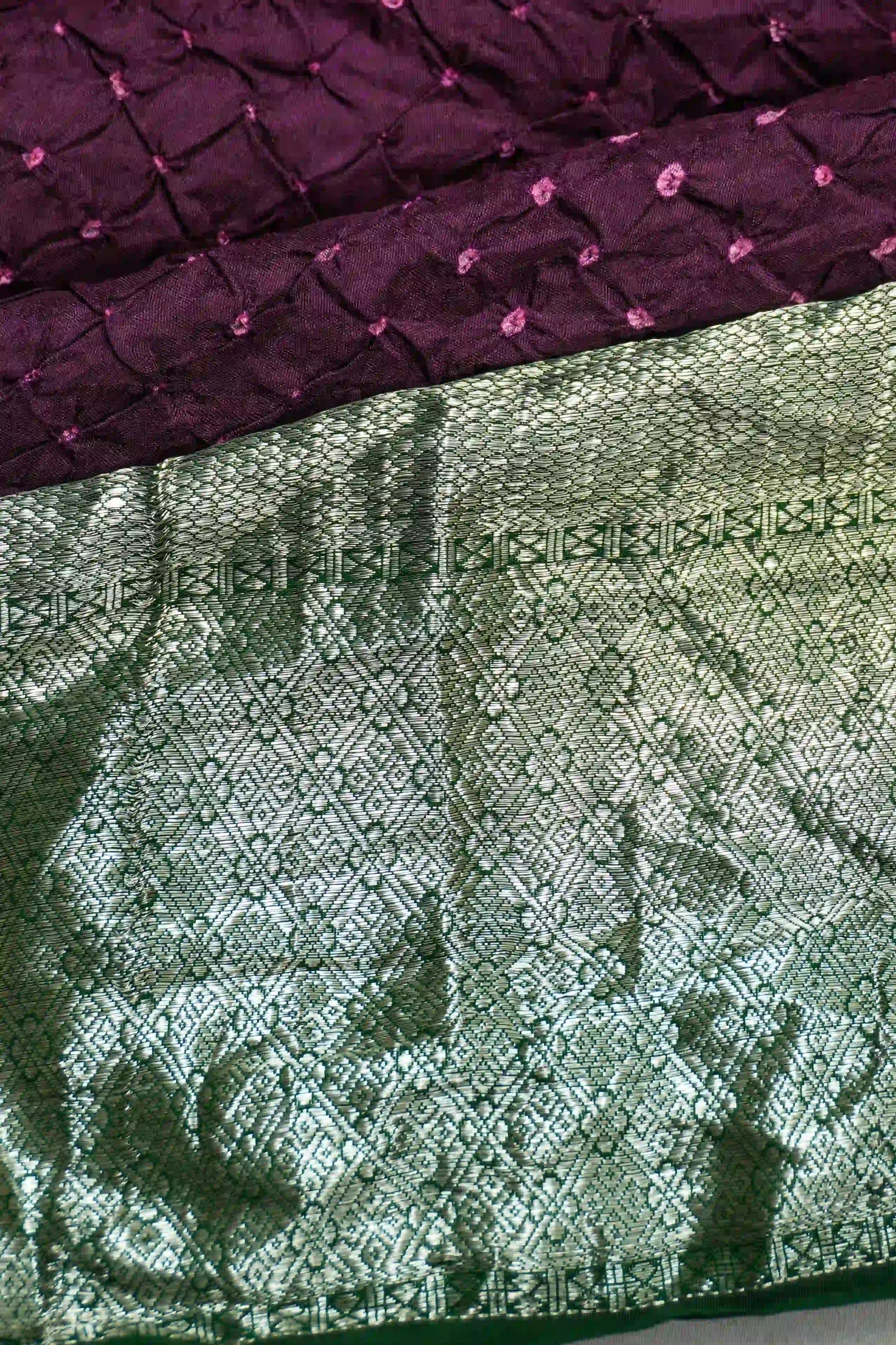 Kanchipuram Silk Bandhani Red Saree