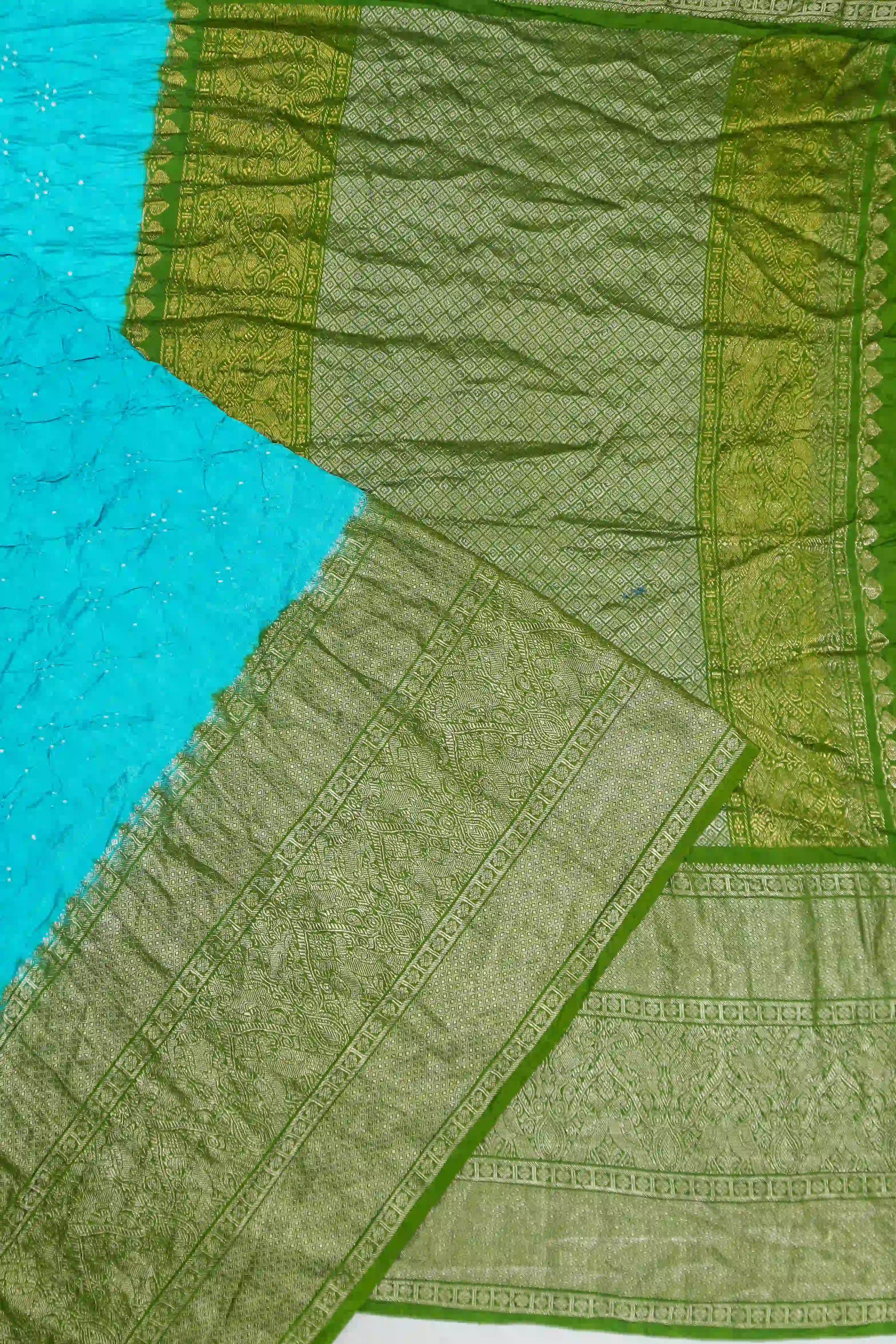 Kanchipuram Silk Bandhani Sky Blue Saree