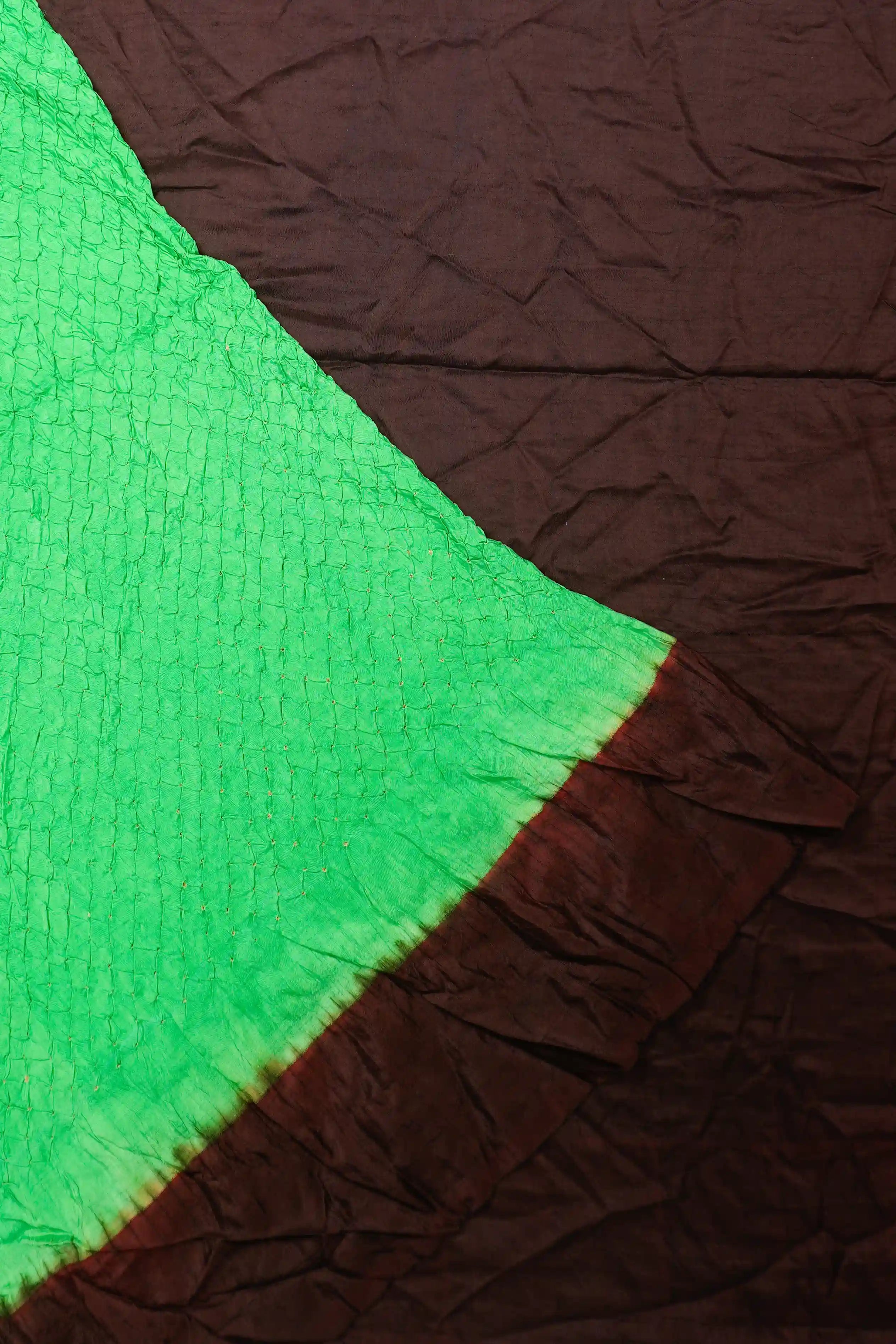 Kanchipuram Silk Bandhani Neon Green Saree