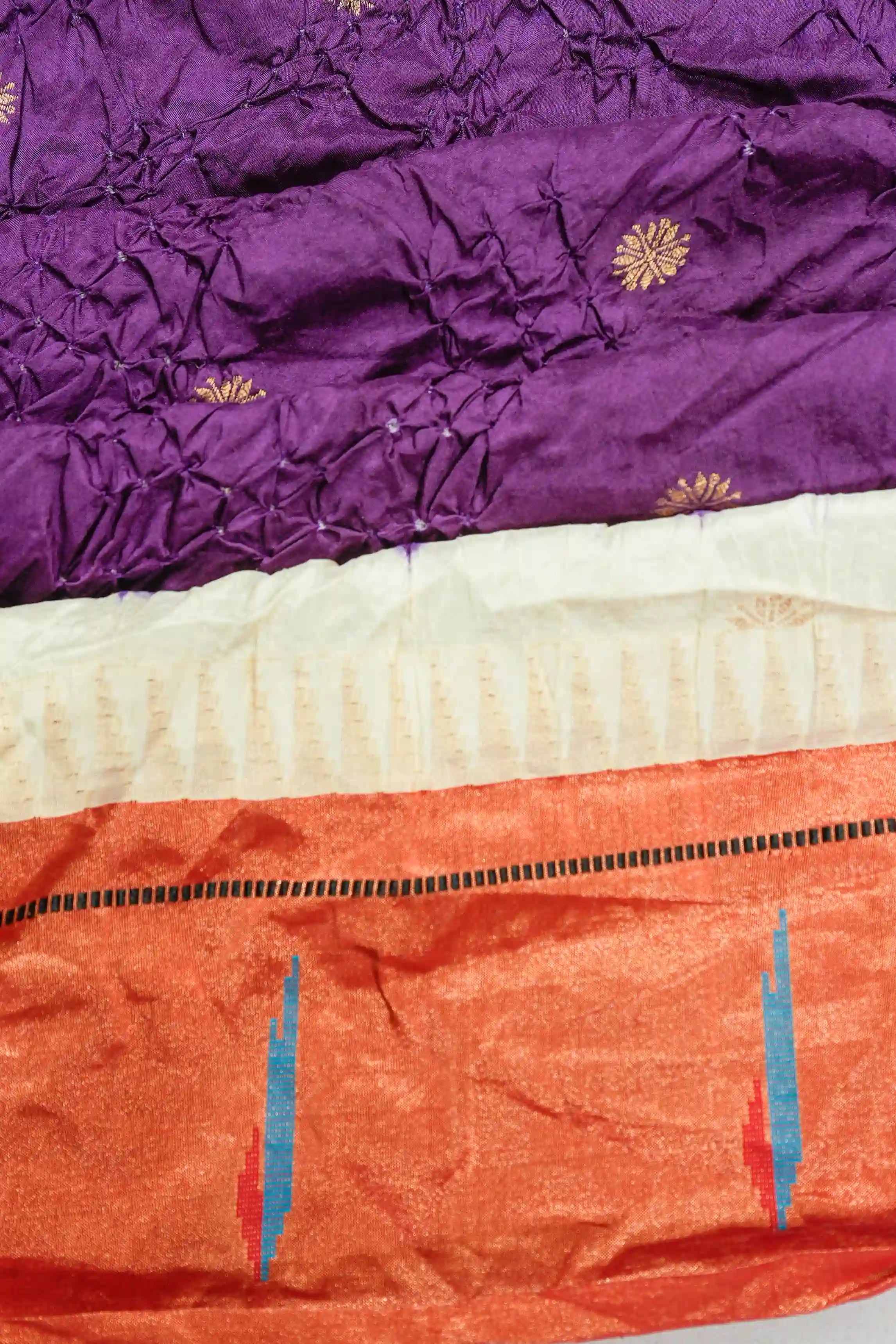 Muniya Silk Bandhani Purple Saree With Paithani Inspired Border