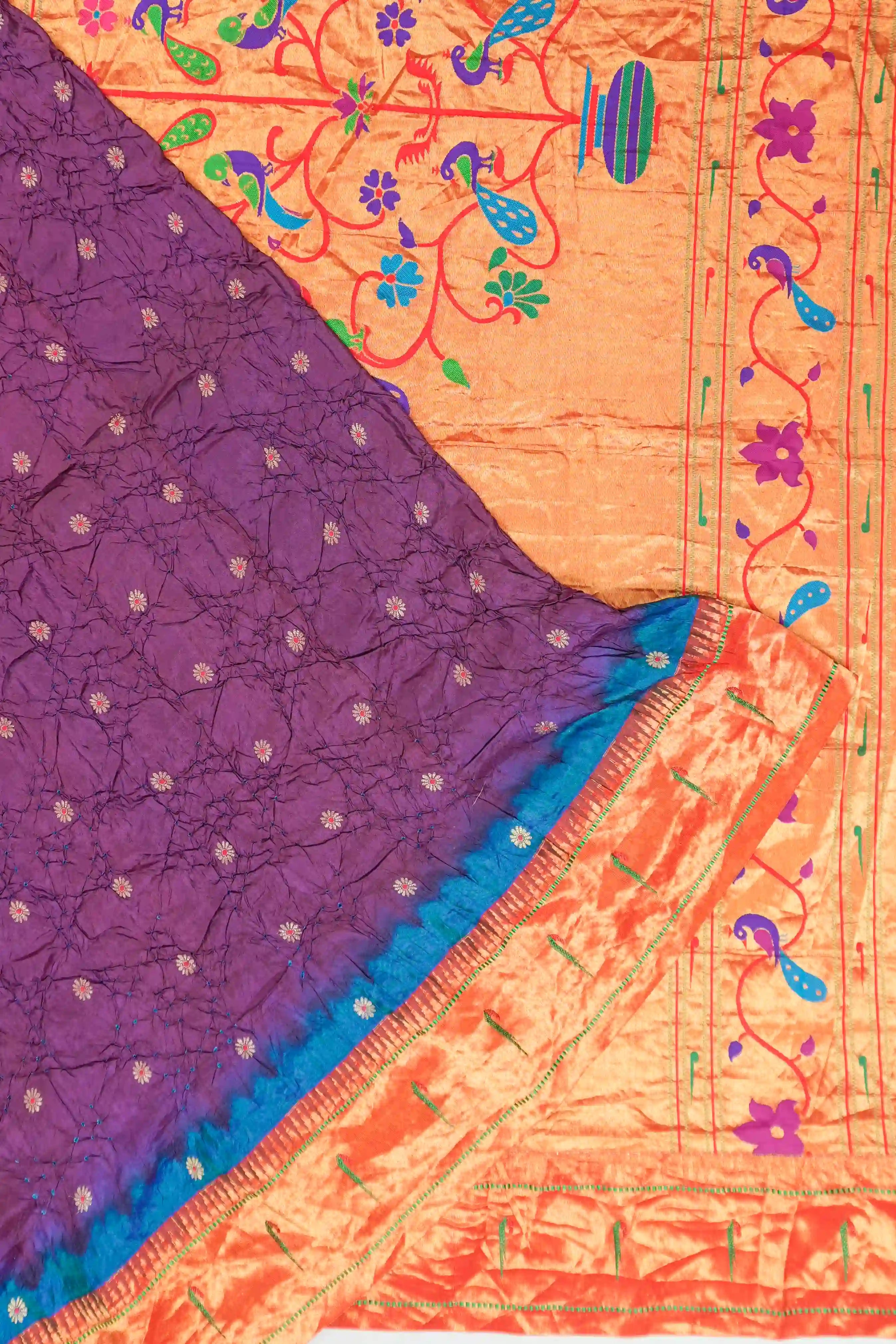 Muniya Silk Bandhani Purple Saree