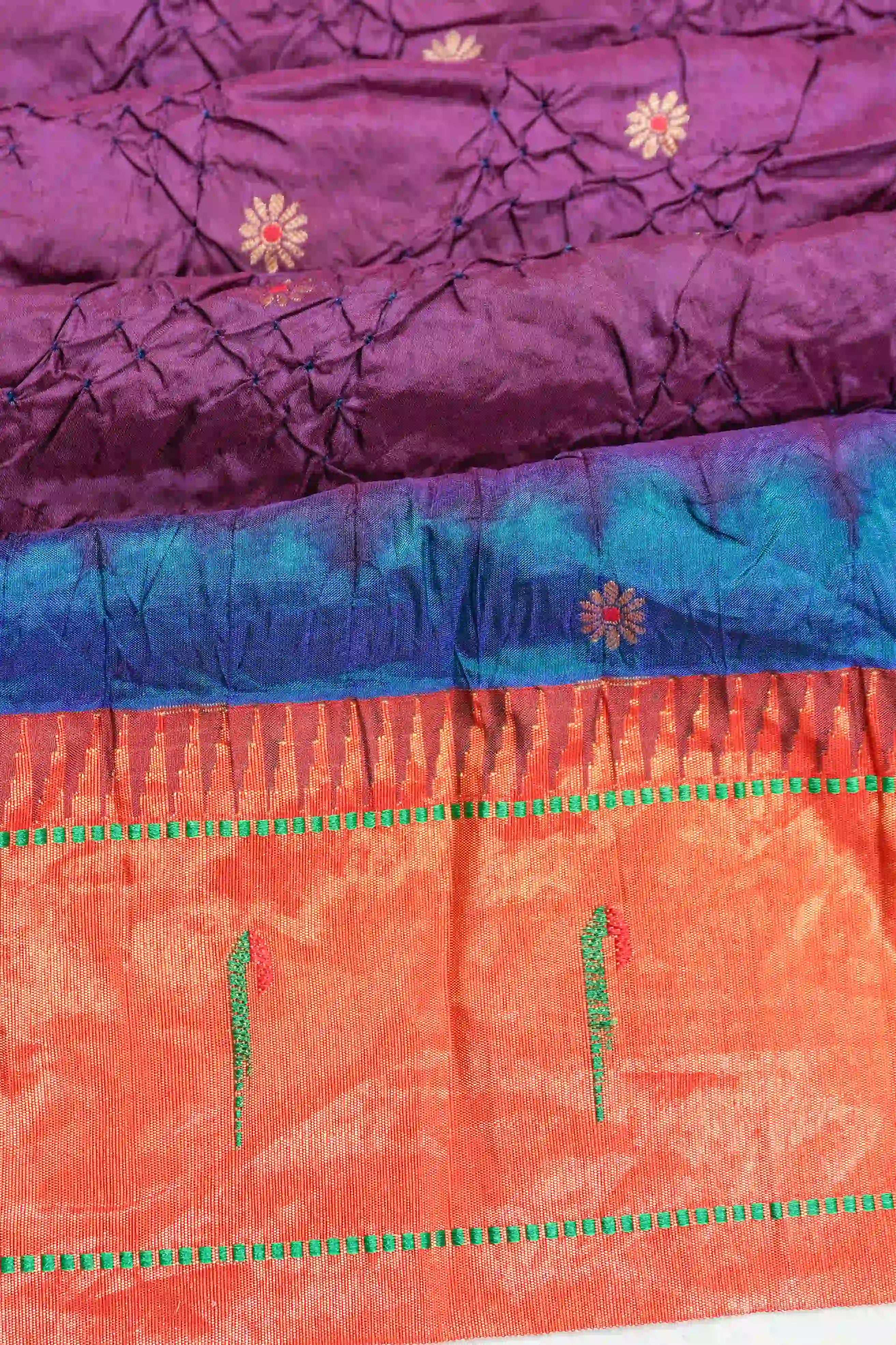 Muniya Silk Bandhani Purple Saree