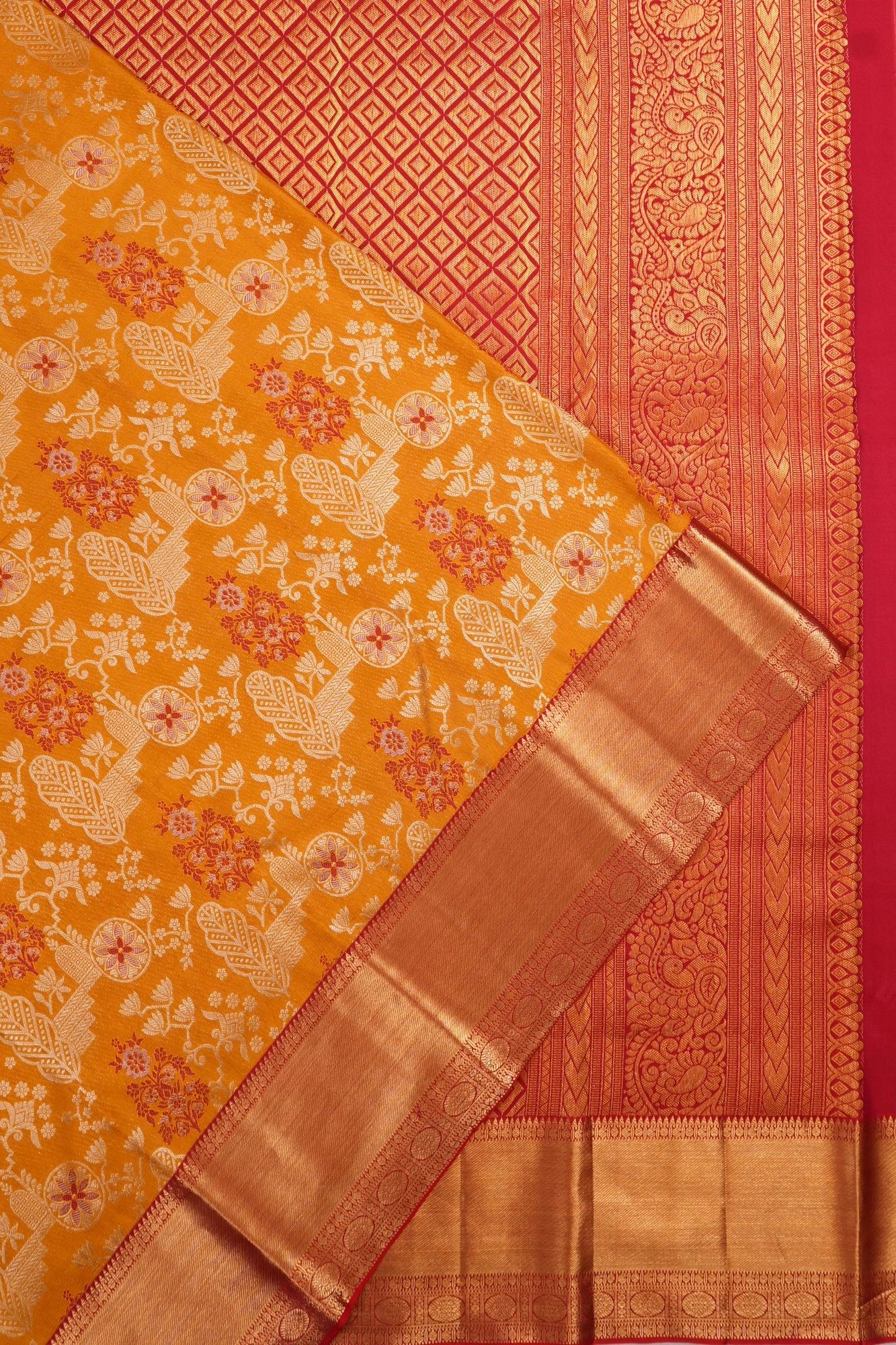 Taranga Kanchi Silk Brocade Mustard Yellow Saree