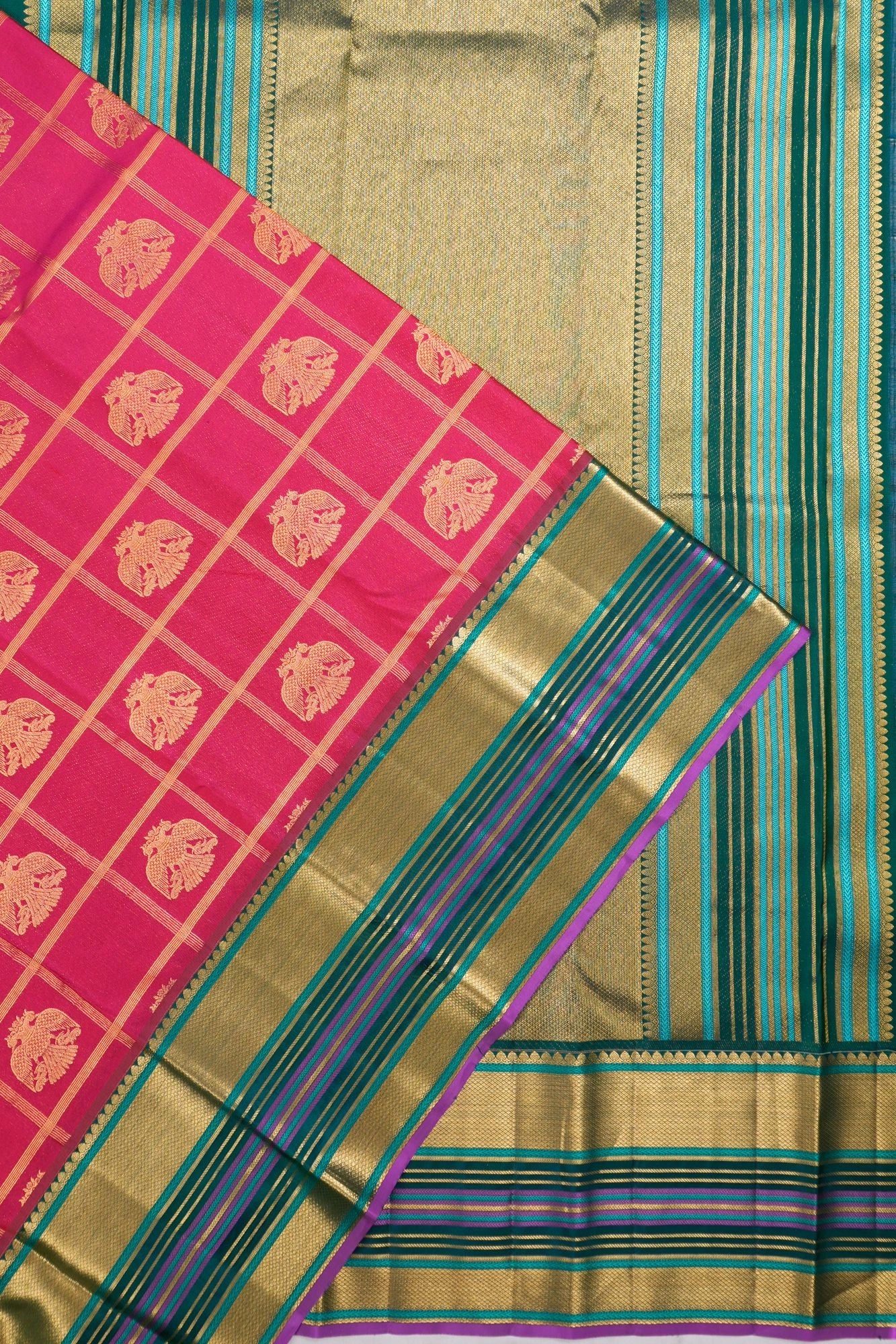Taranga Kanchi Silk Checks And Butta Rani Pink Saree