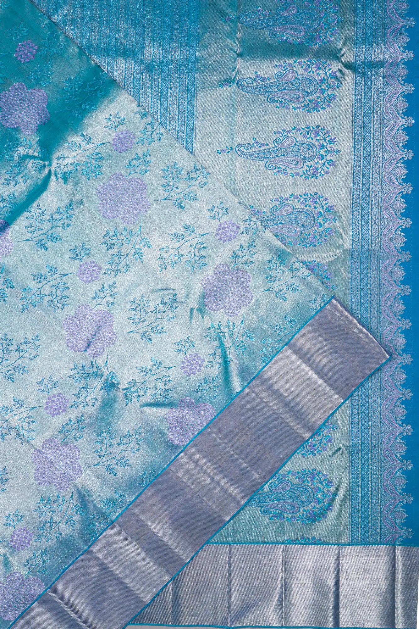 Taranga Kanchi Silk Brocade Ice Blue Saree