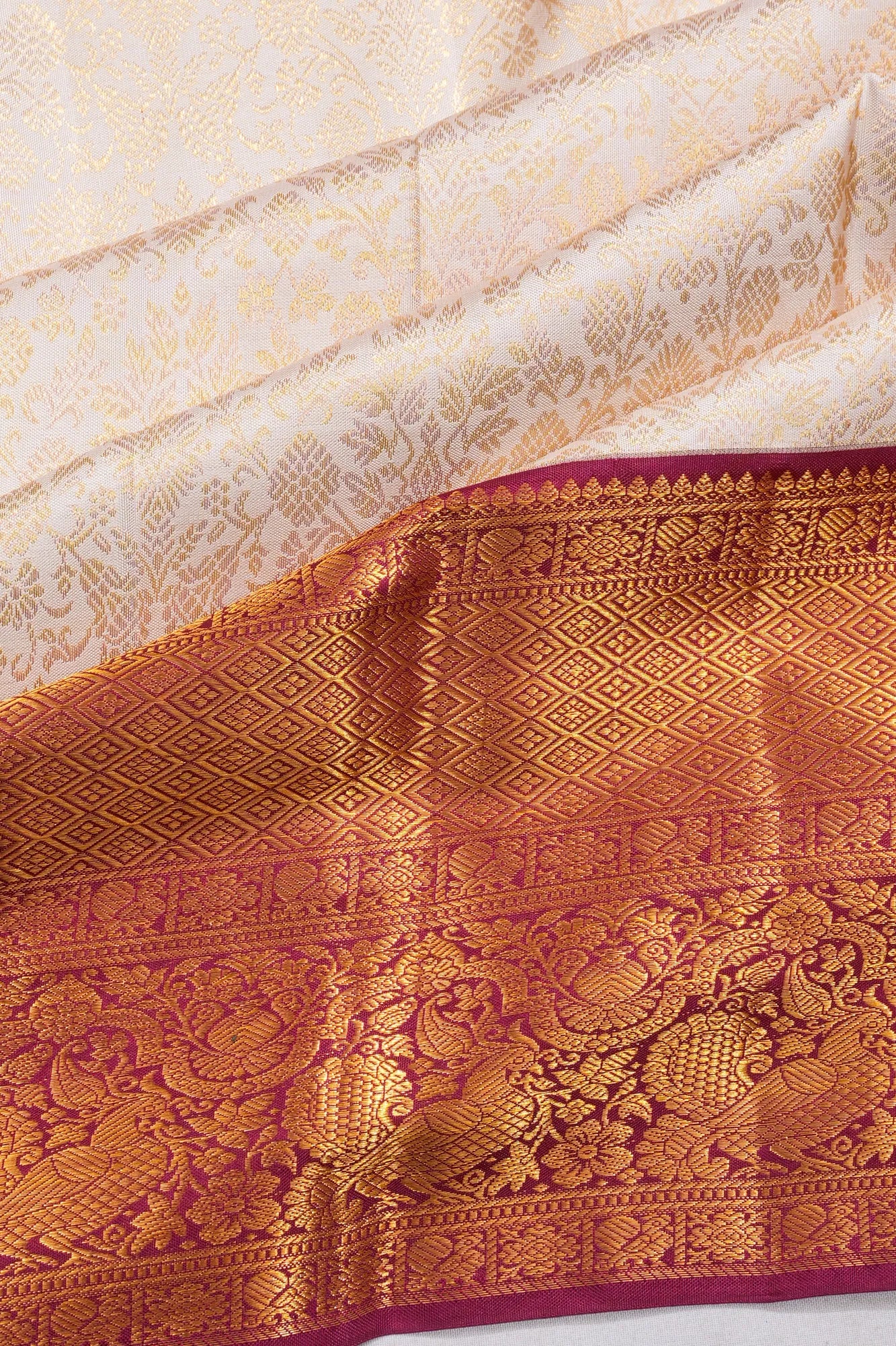 Taranga Kanchi Silk Brocade Peach Saree