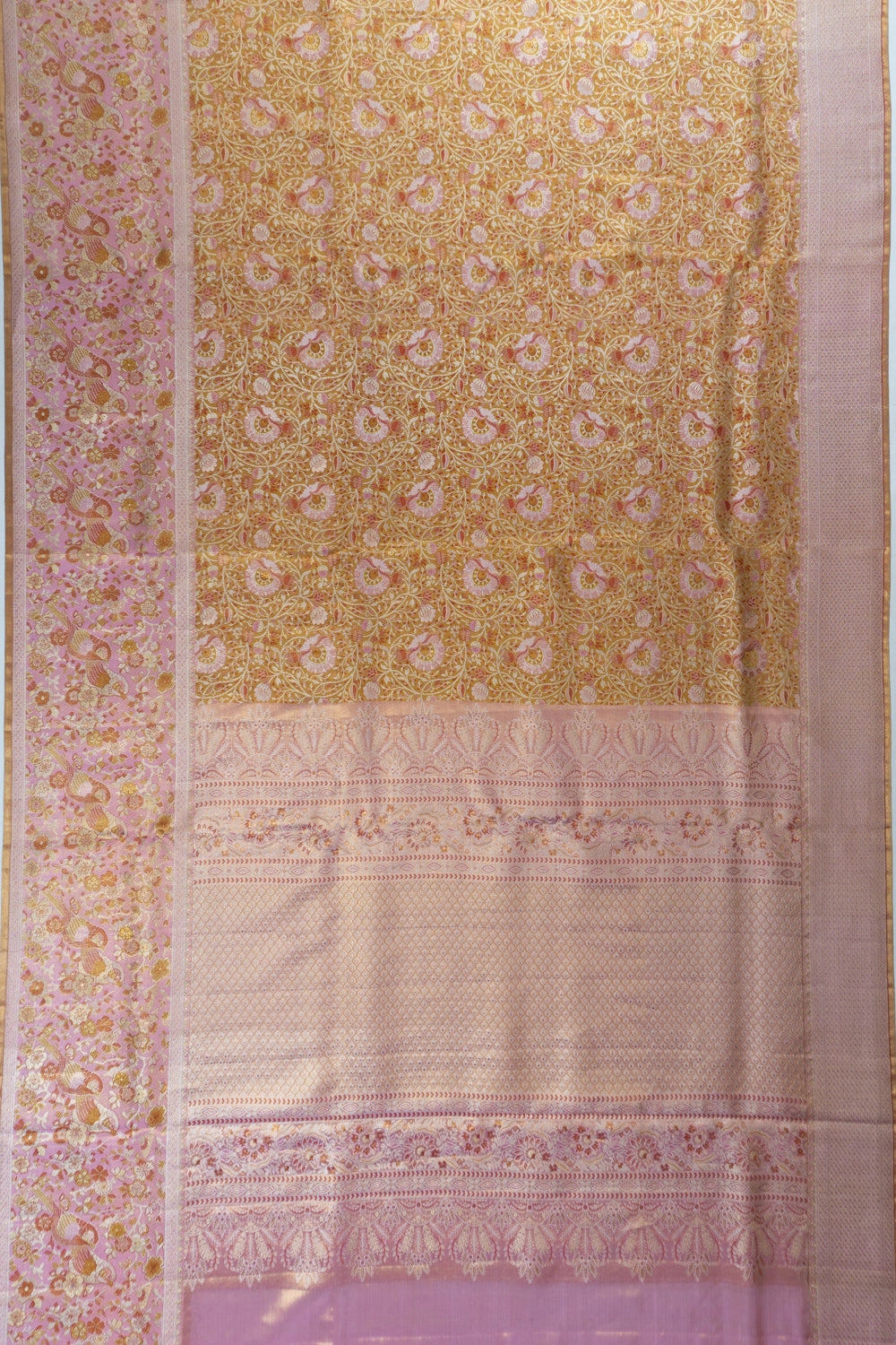 Taranga Kanchi Silk Tissue Brocade Gold Saree