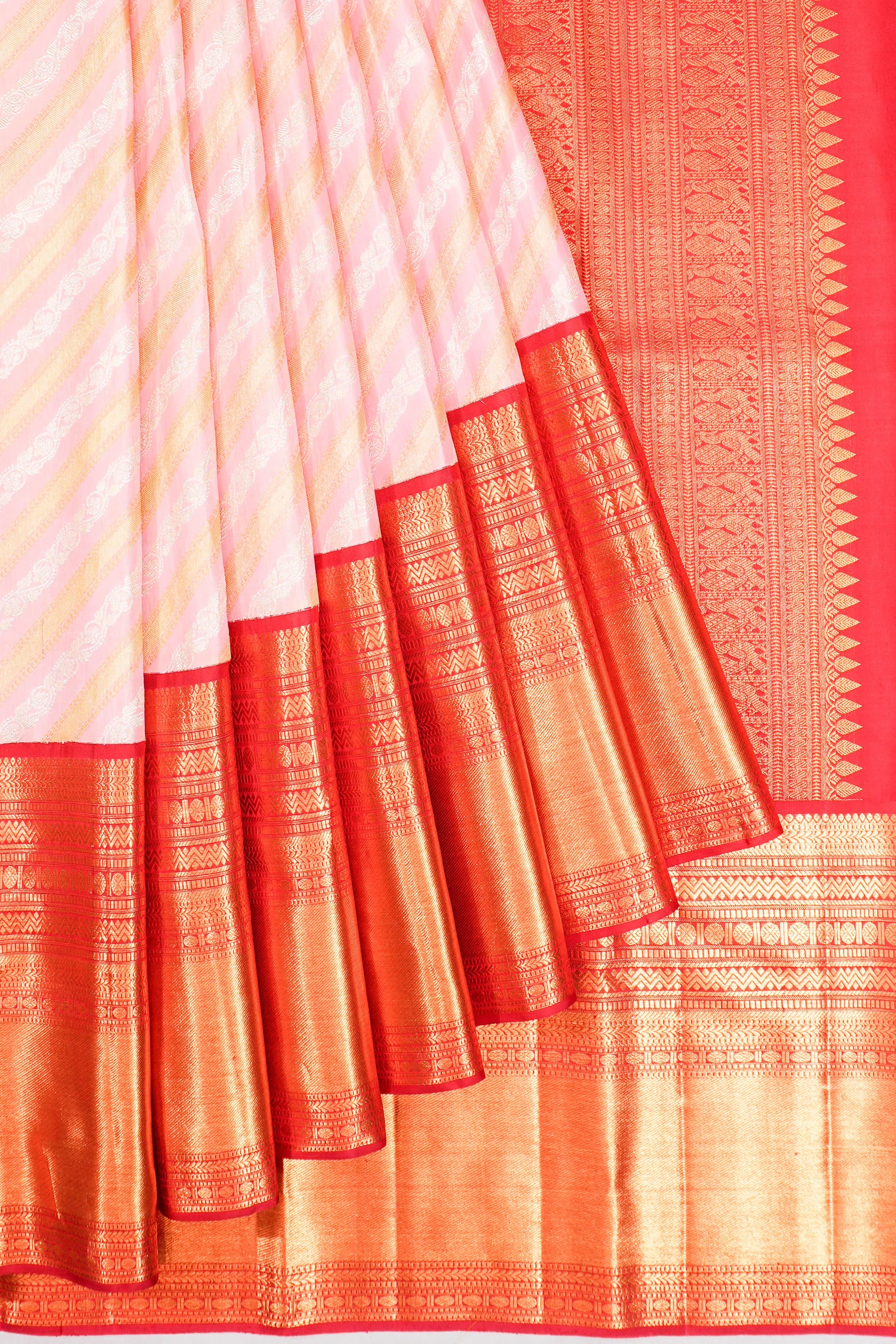 Kanchipuram Silk Brocade Baby Pink Saree