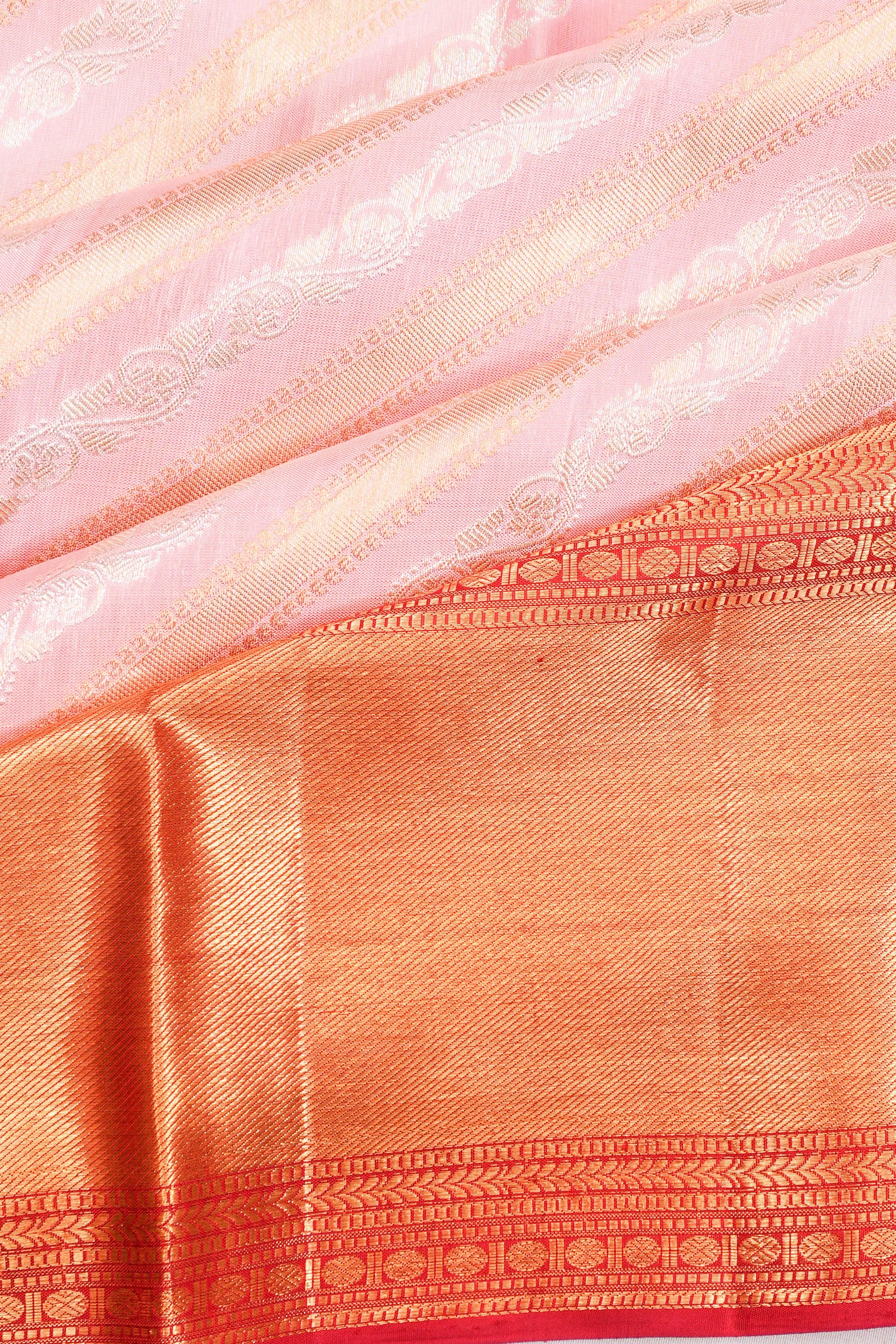 Kanchipuram Silk Brocade Baby Pink Saree