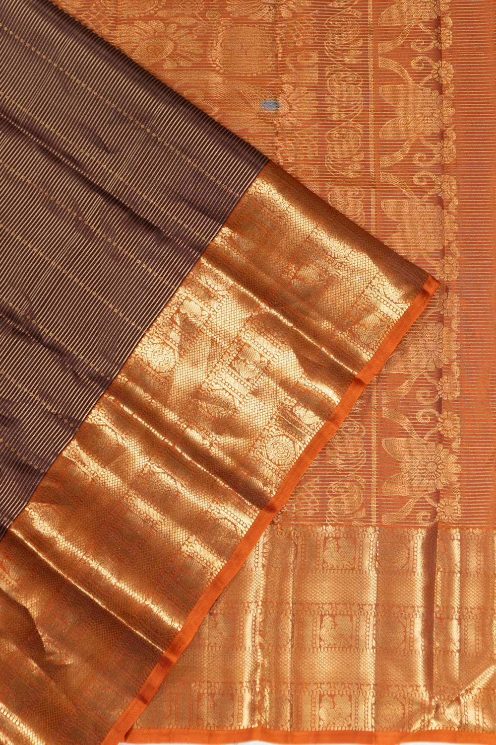 Taranga Kanchi Silk Lines And Butta Brown Saree