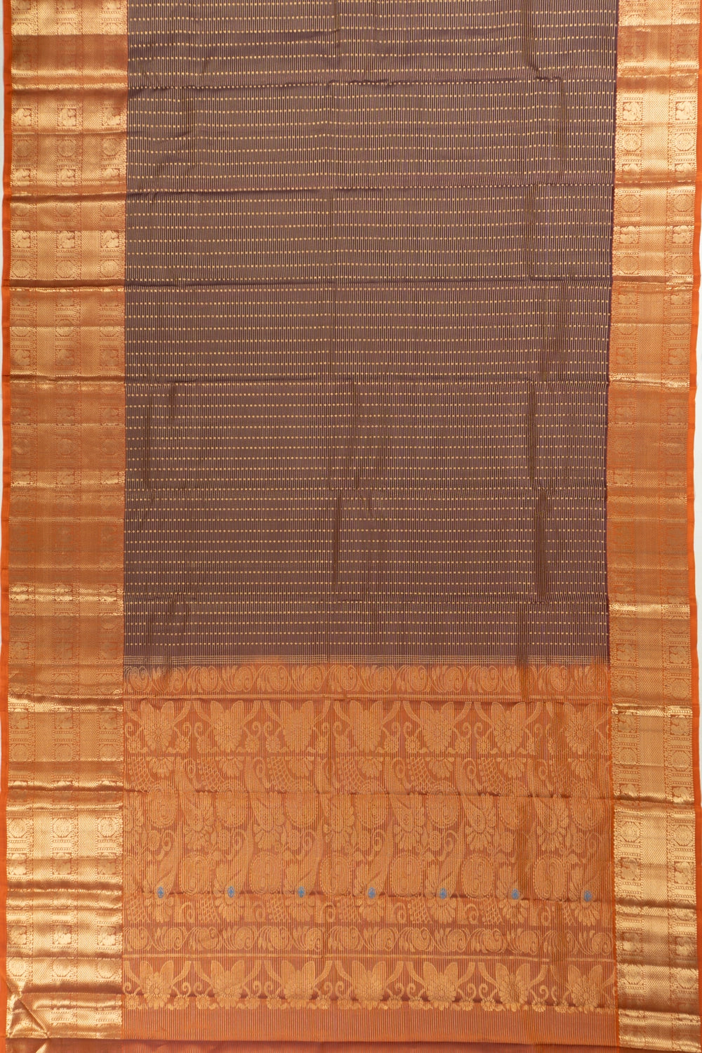 Taranga Kanchi Silk Lines And Butta Brown Saree
