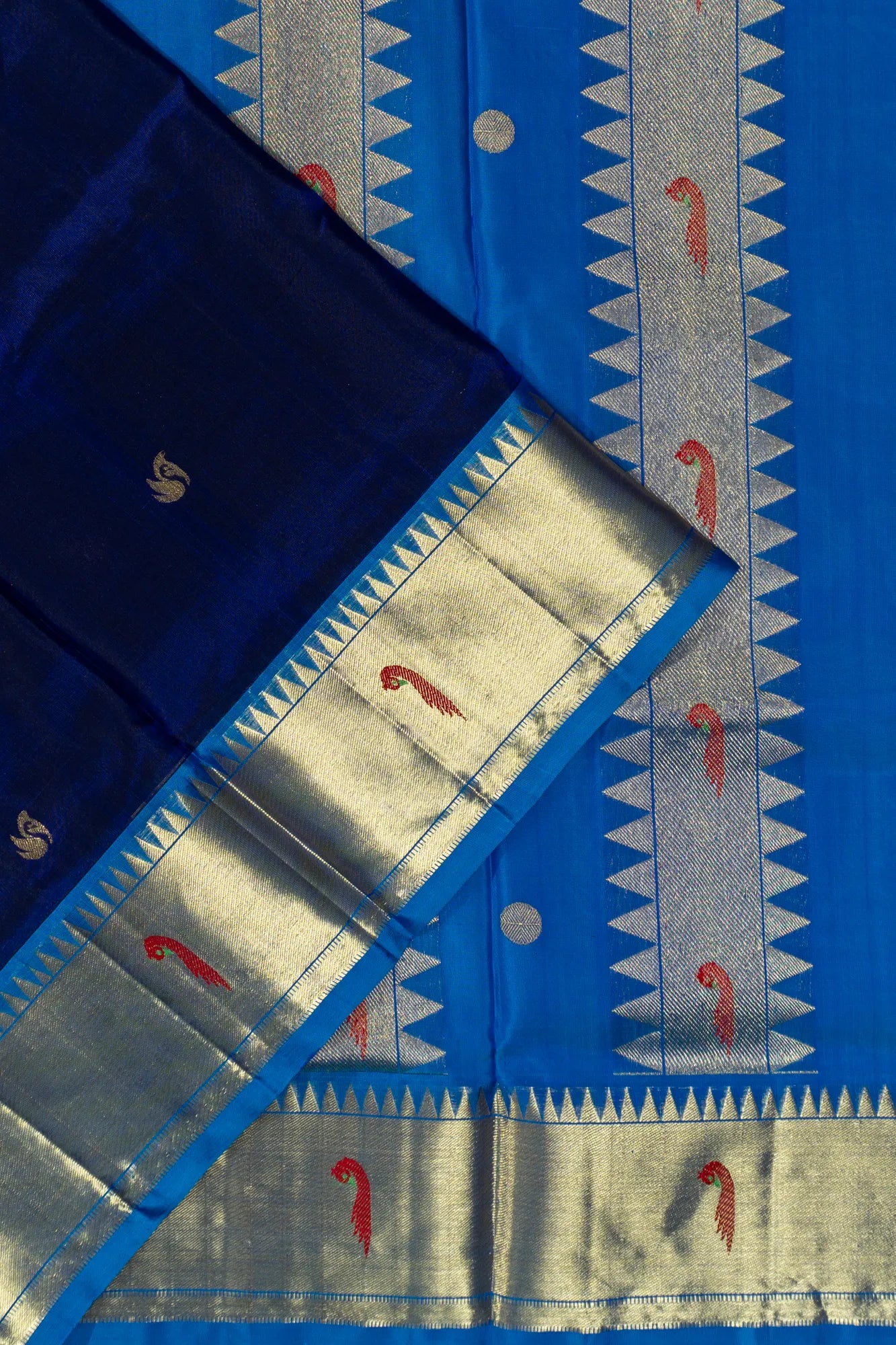 Venkatagiri Silk Butta Dark Blue Saree