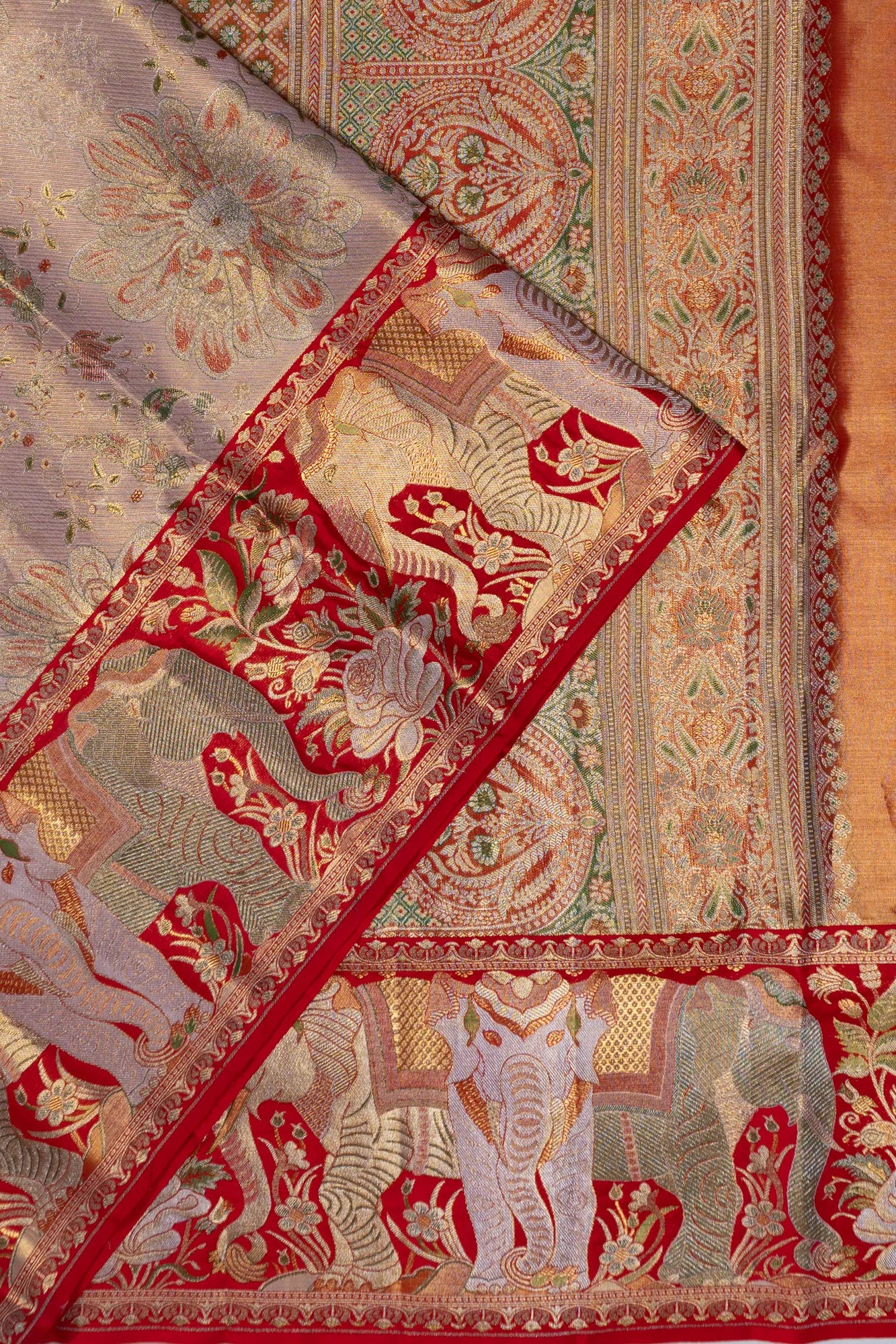 Kanchipuram Silk Tissue Brocade Pink Saree
