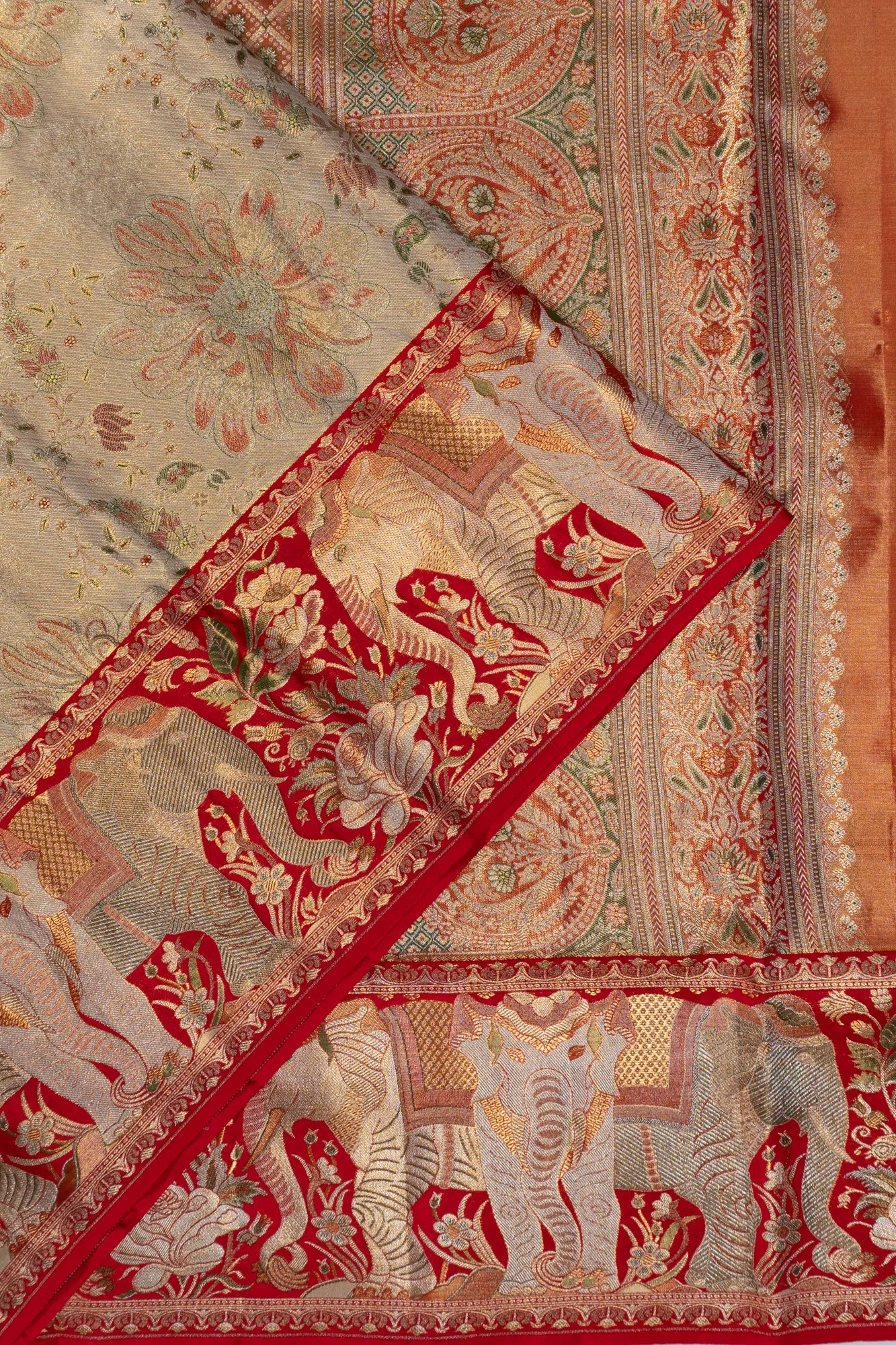 Kanchipuram Silk Tissue Brocade Gold Saree