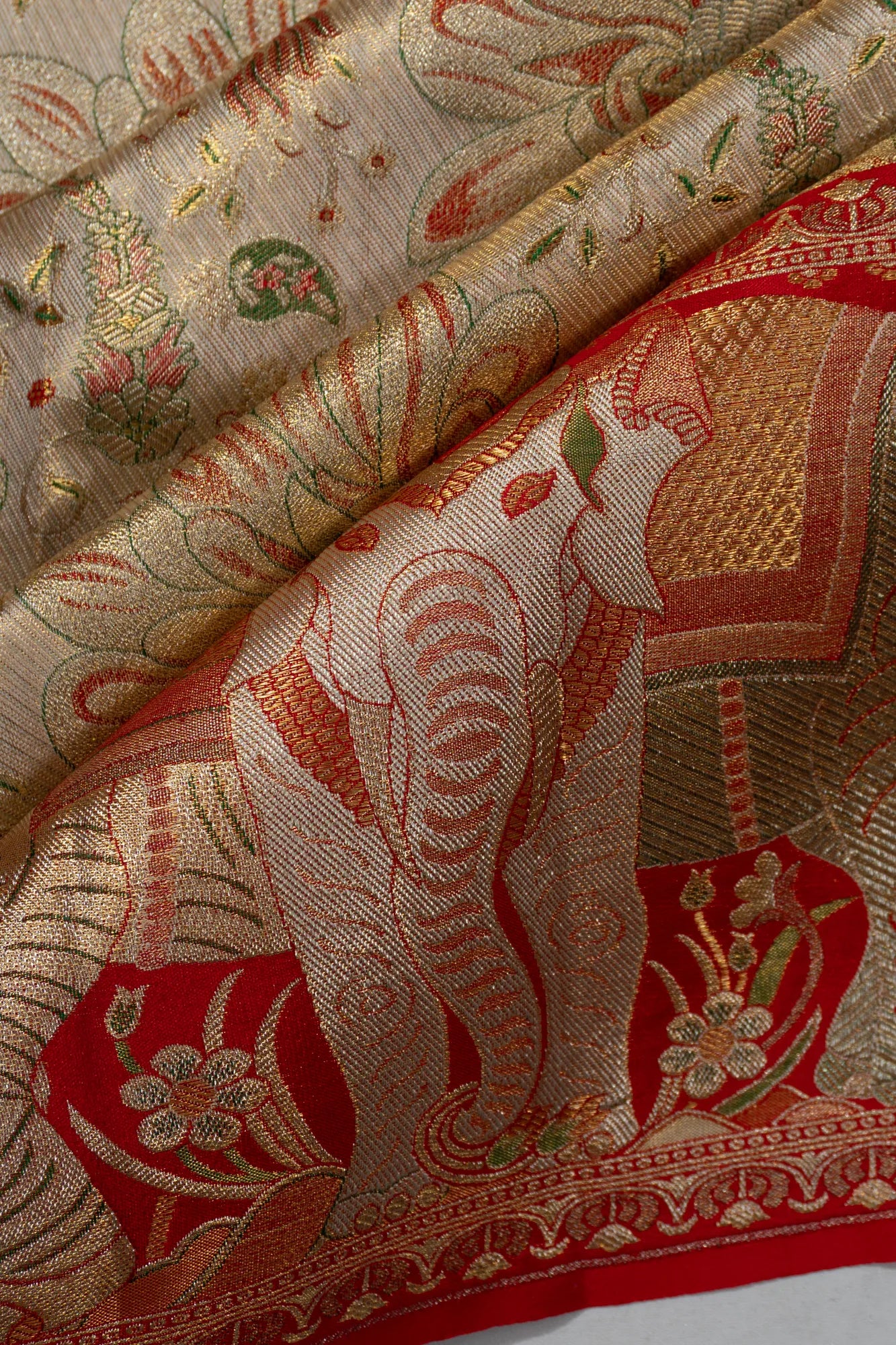 Kanchipuram Silk Tissue Brocade Gold Saree