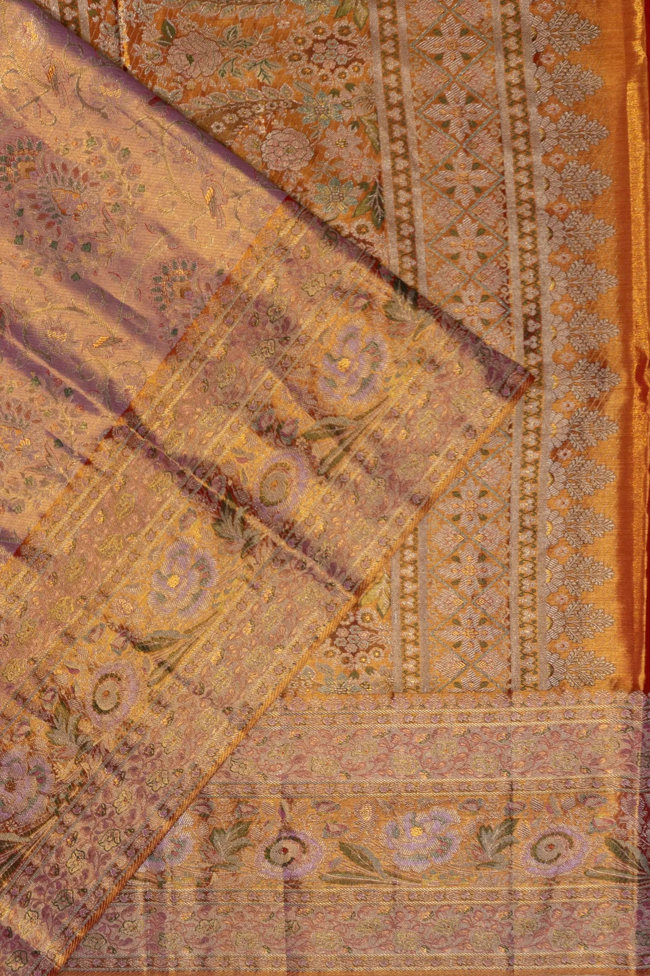 Kanchipuram Silk Tissue Brocade Purple Saree