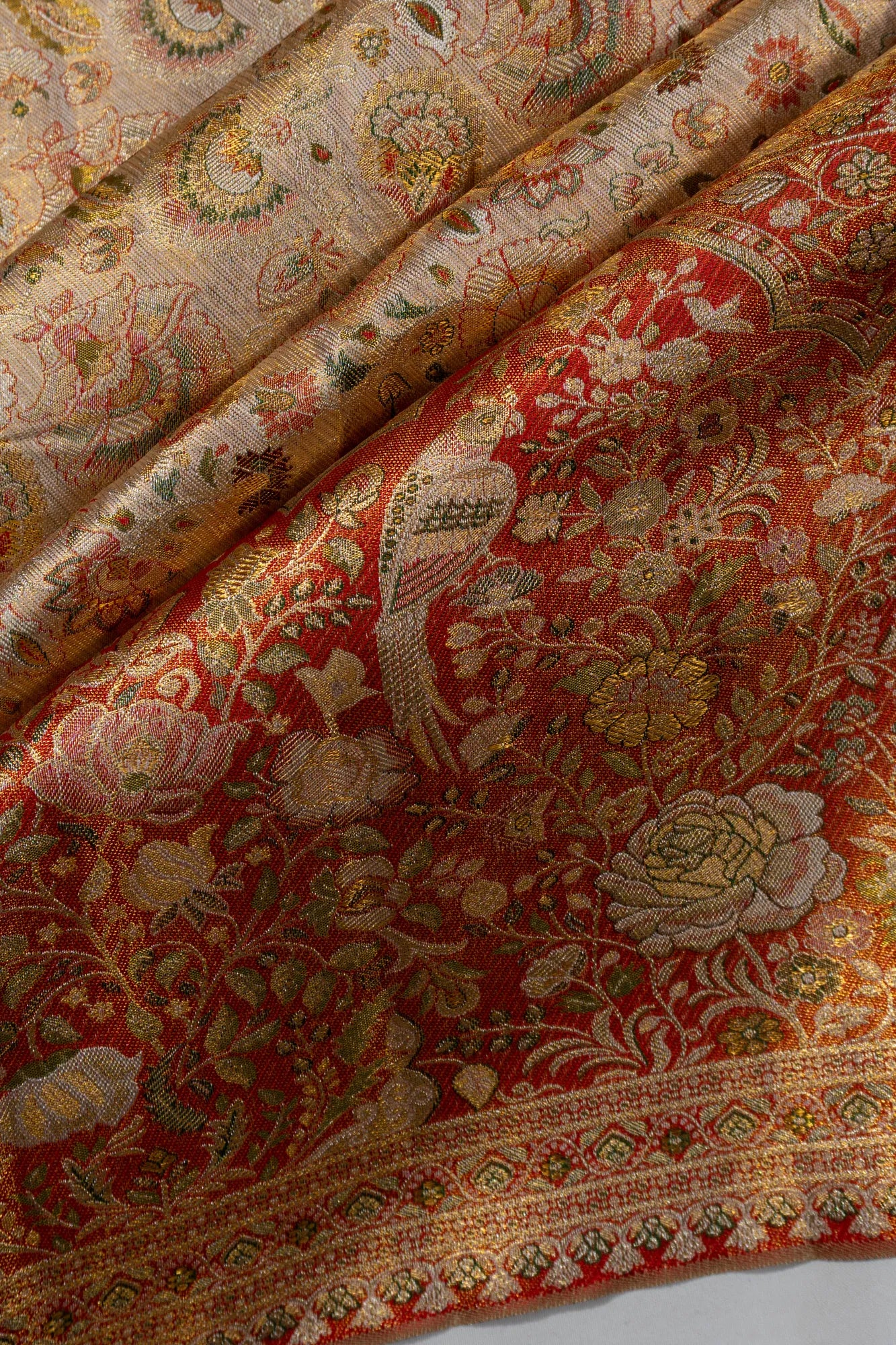 Kanchipuram Silk Tissue Brocade Gold Saree