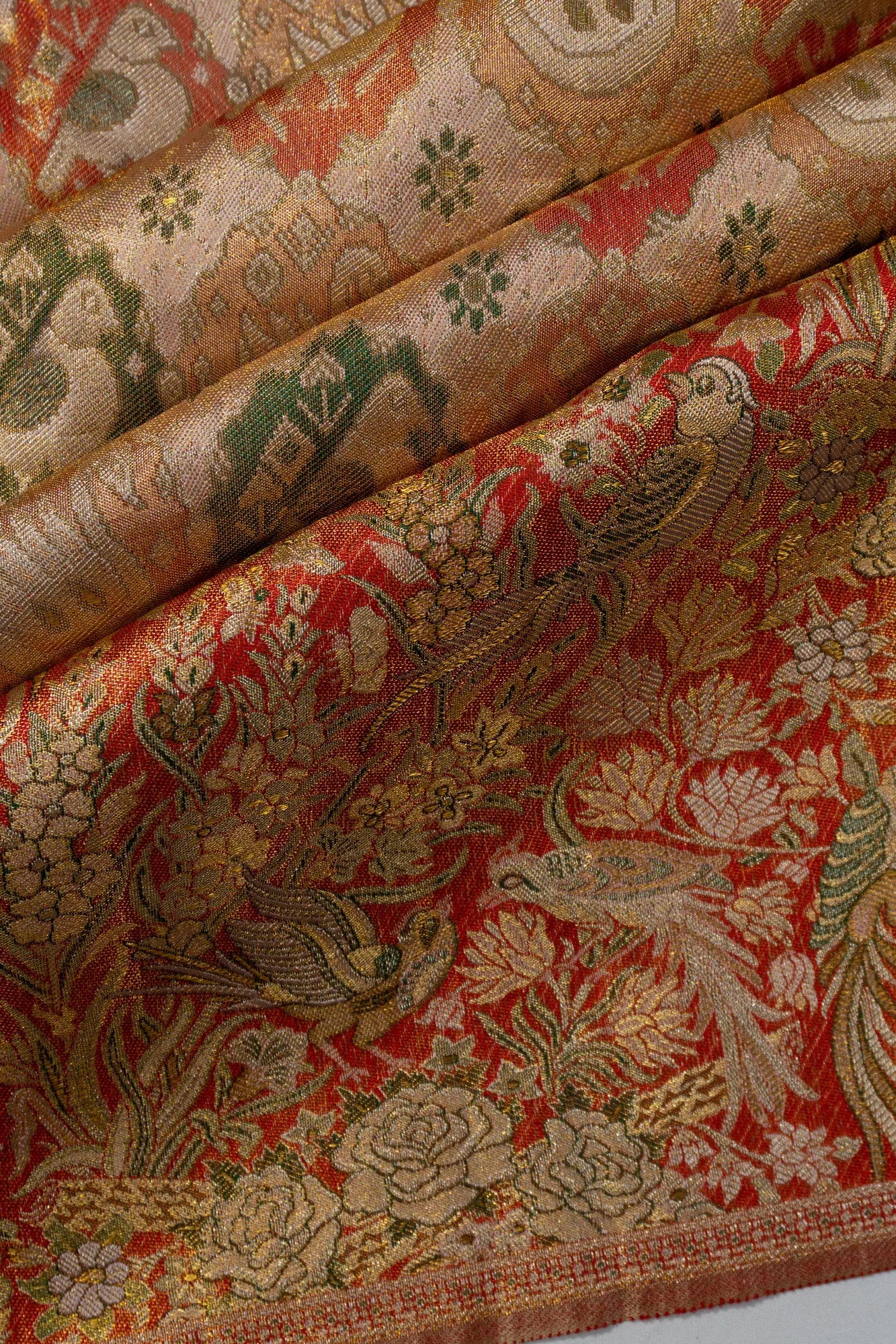 Kanchipuram Silk Tissue Brocade Gold Saree