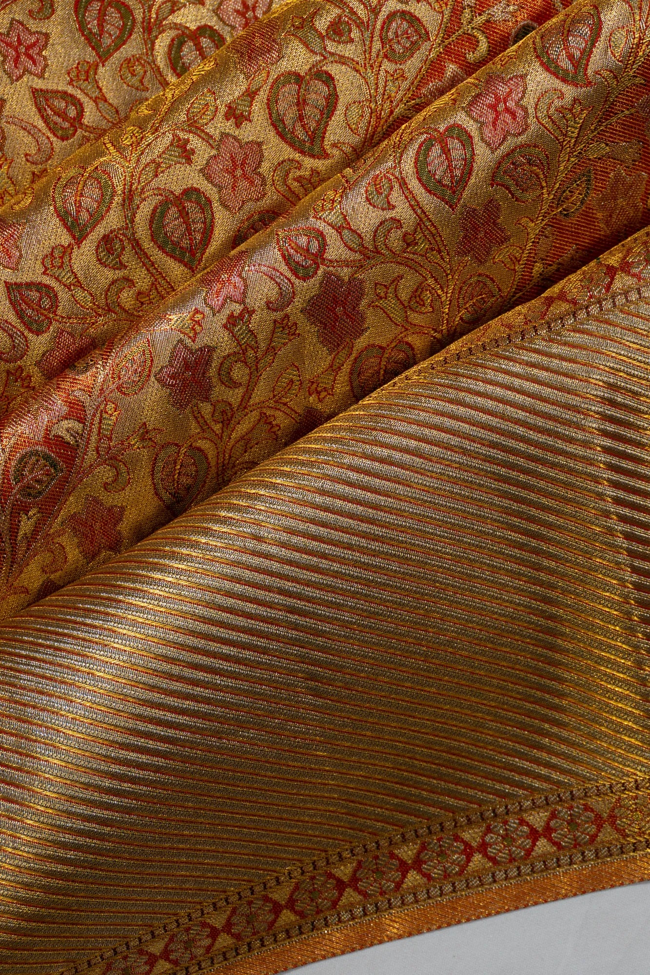Kanchipuram Silk Tissue Brocade Gold Saree
