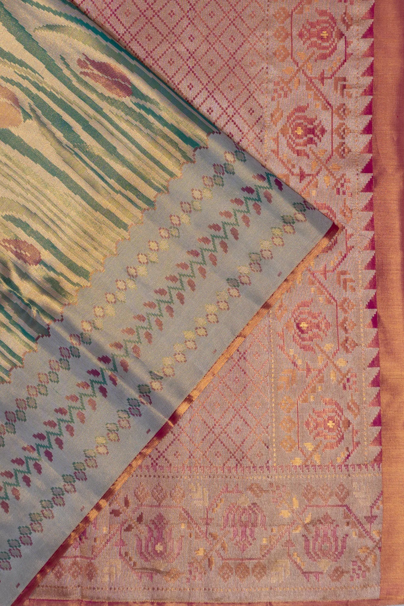 Kanchipuram Silk Tissue Brocade Sky Blue Saree