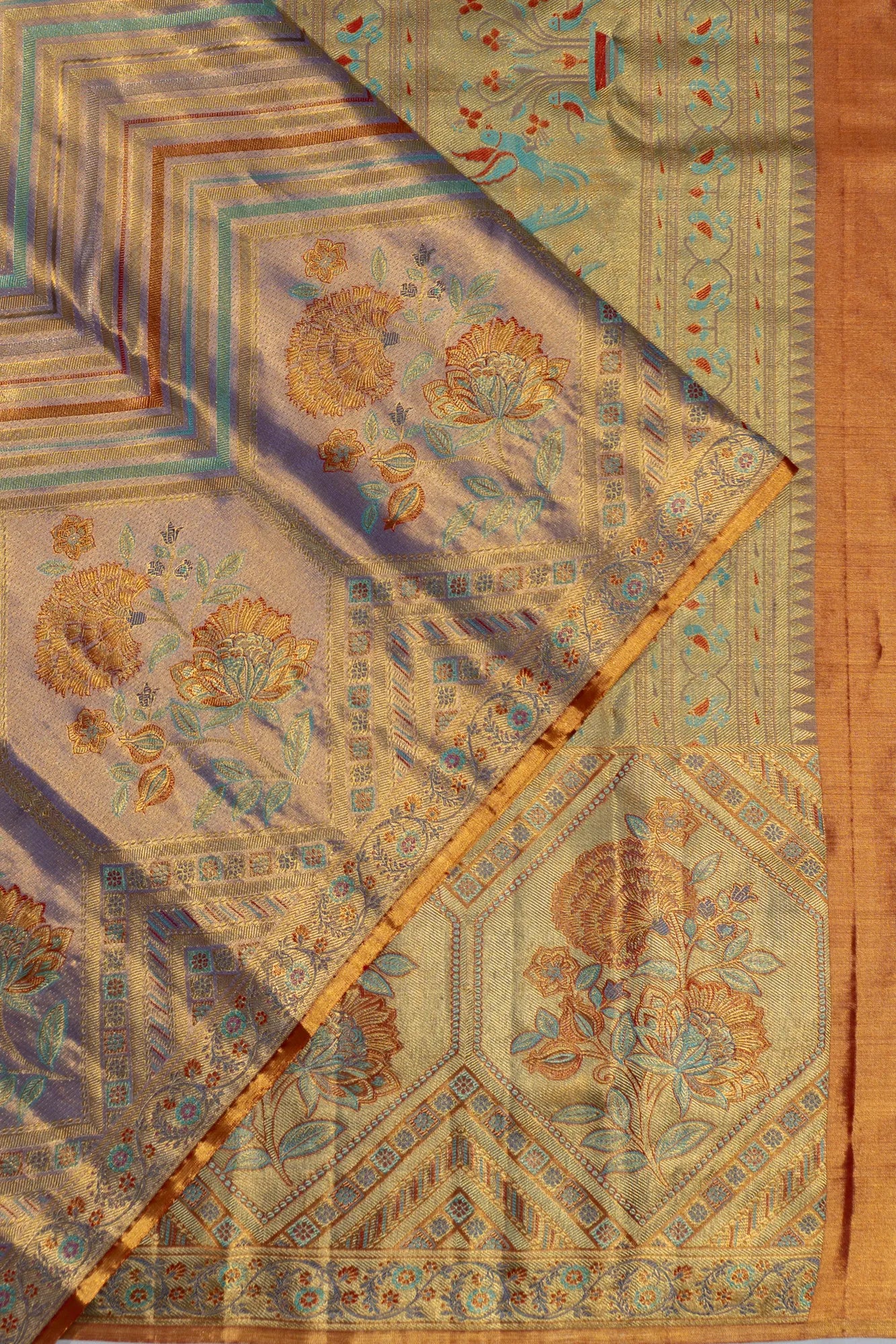 Kanchipuram Silk Tissue Brocade Violet Saree