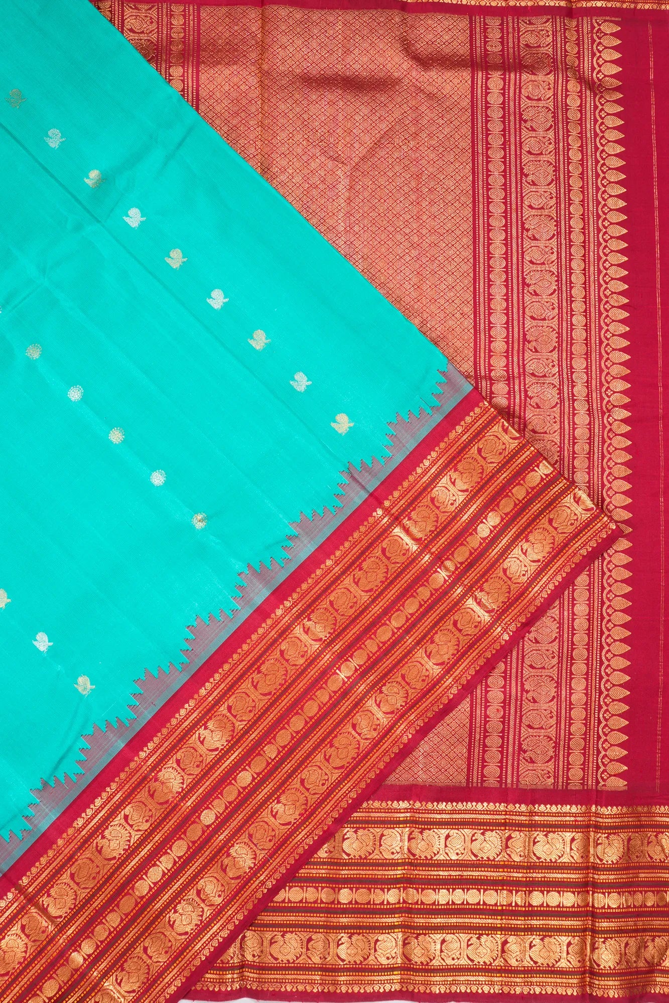 Gadwal Silk Butta Sky Blue Saree