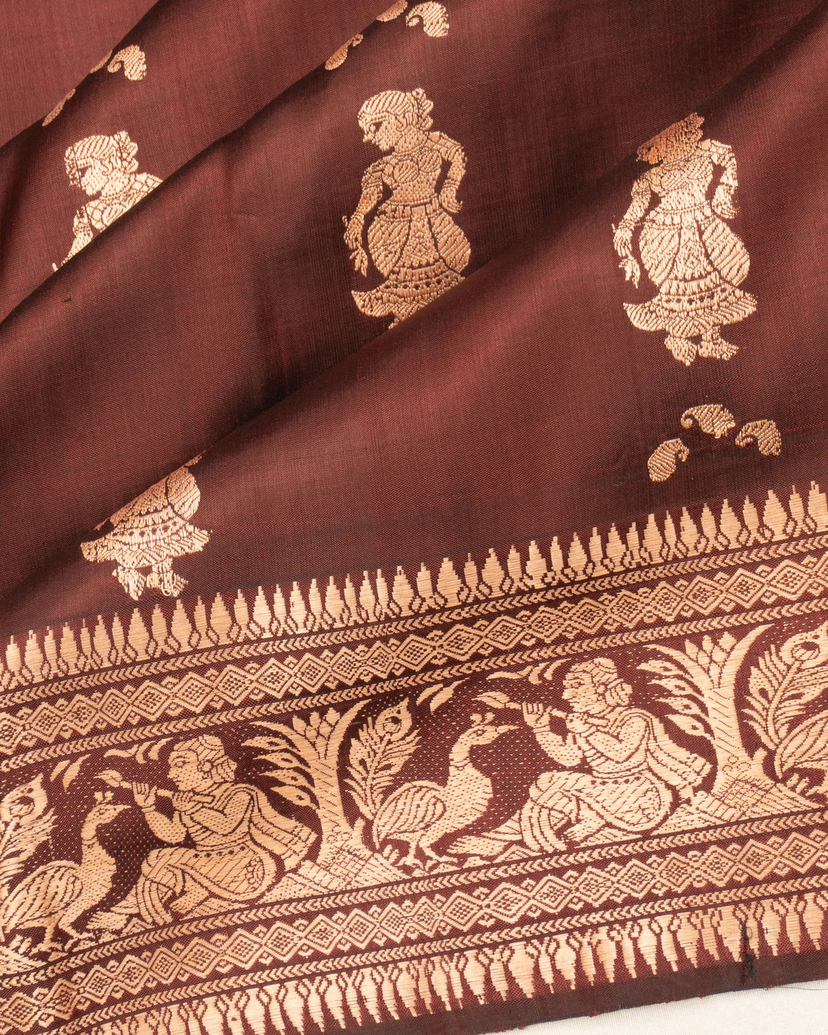 Baluchari Silk Butta Brown Saree