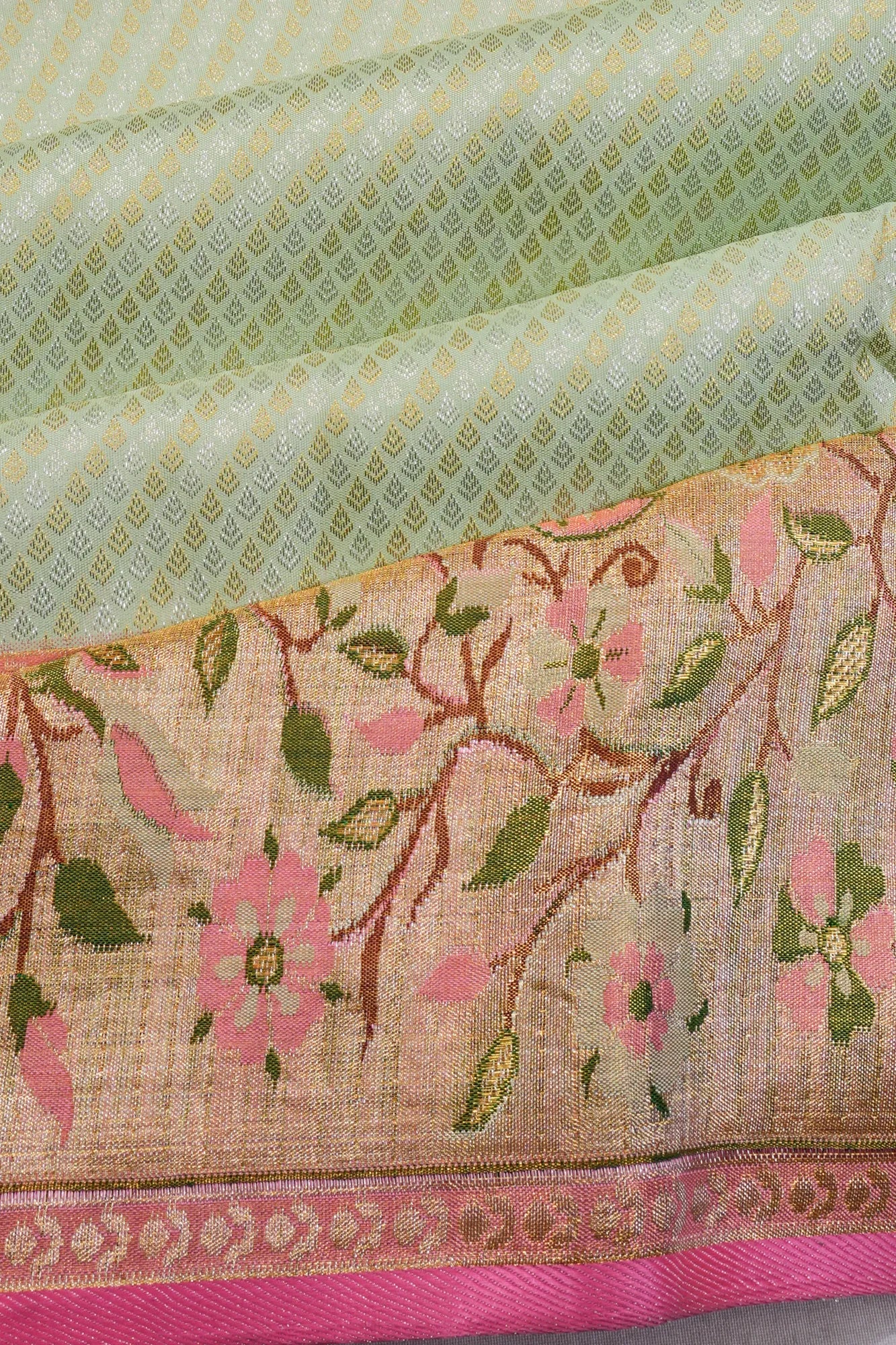 Kanchipuram Silk Brocade Pastel Green Saree